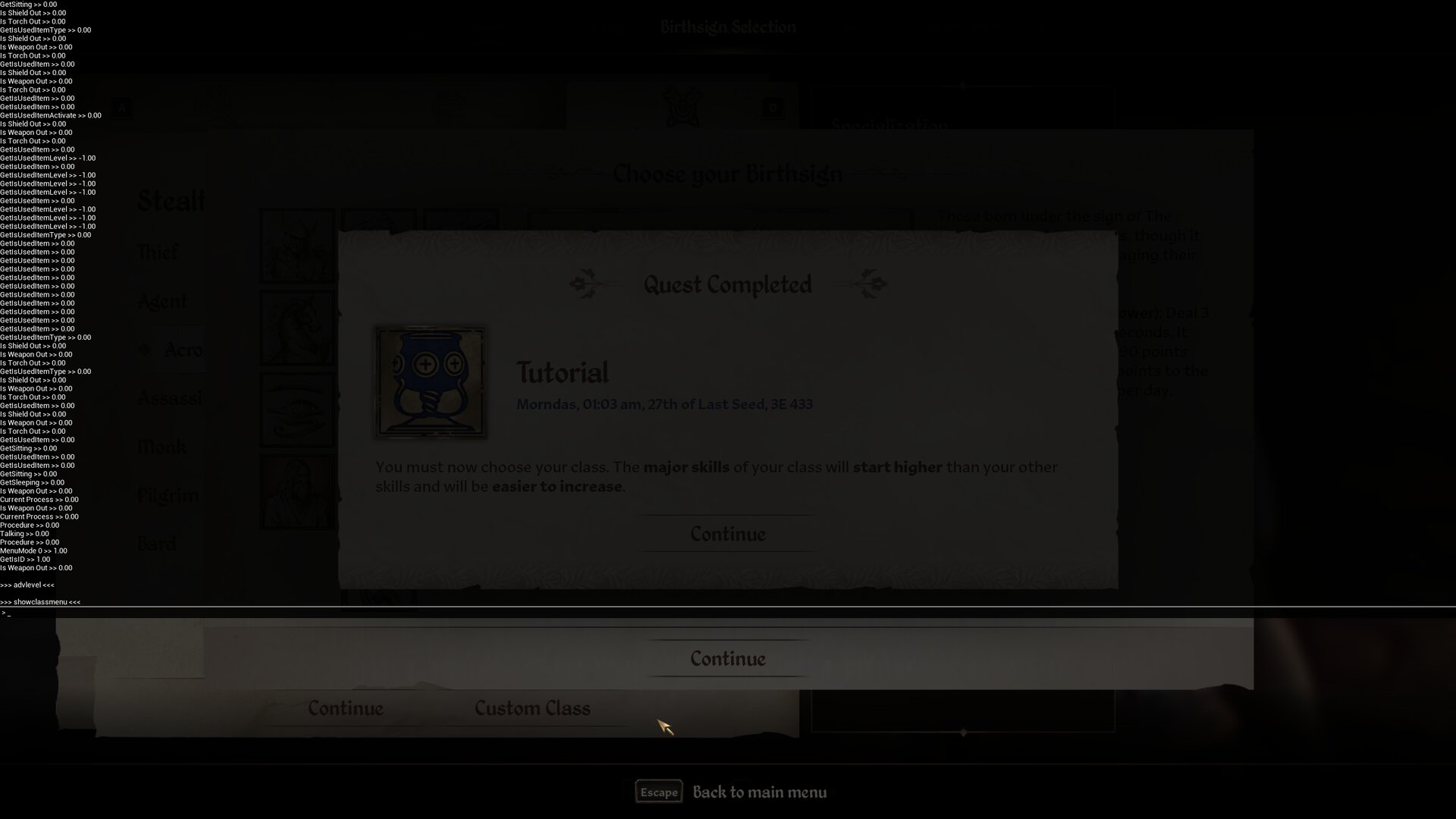 Using Console Commands in Oblivion Remastered.