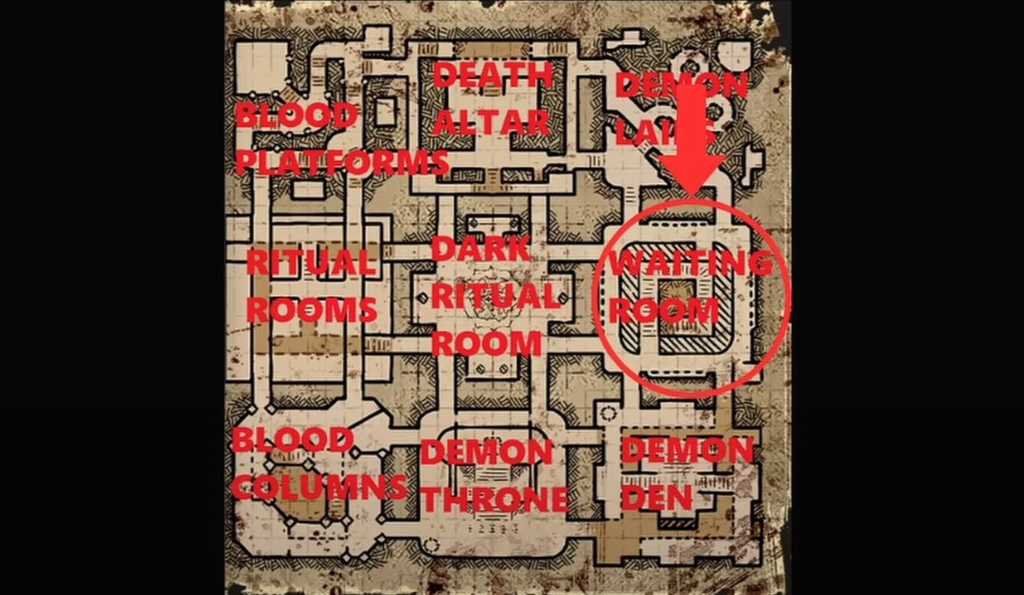 How the Waiting Room looks on the map (Image via Ironmace | Nox_proxY/YouTube)