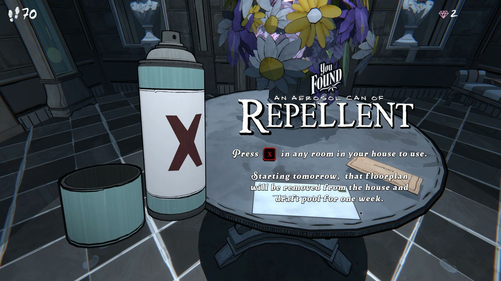 Repellent placed at the Entrance Hall table