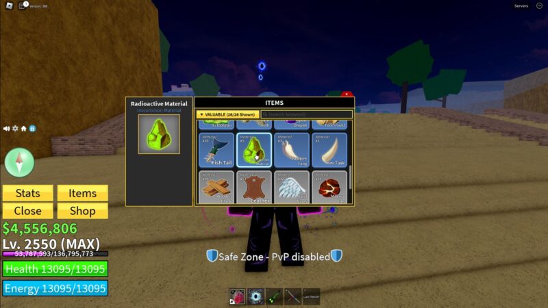 radioactive material in inventory (Image via Roblox)