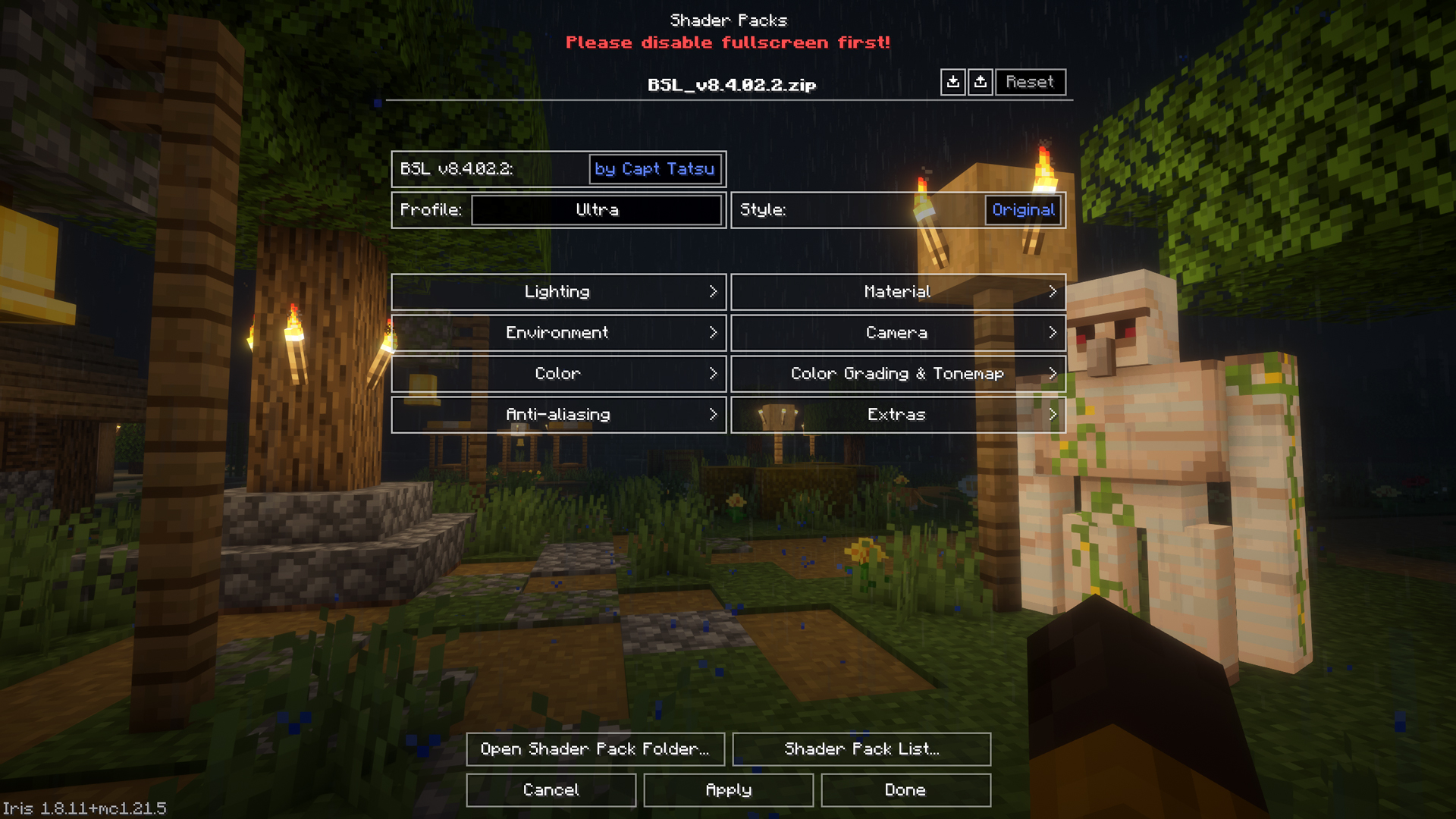 Ultra Profile in BSL Minecraft Shader