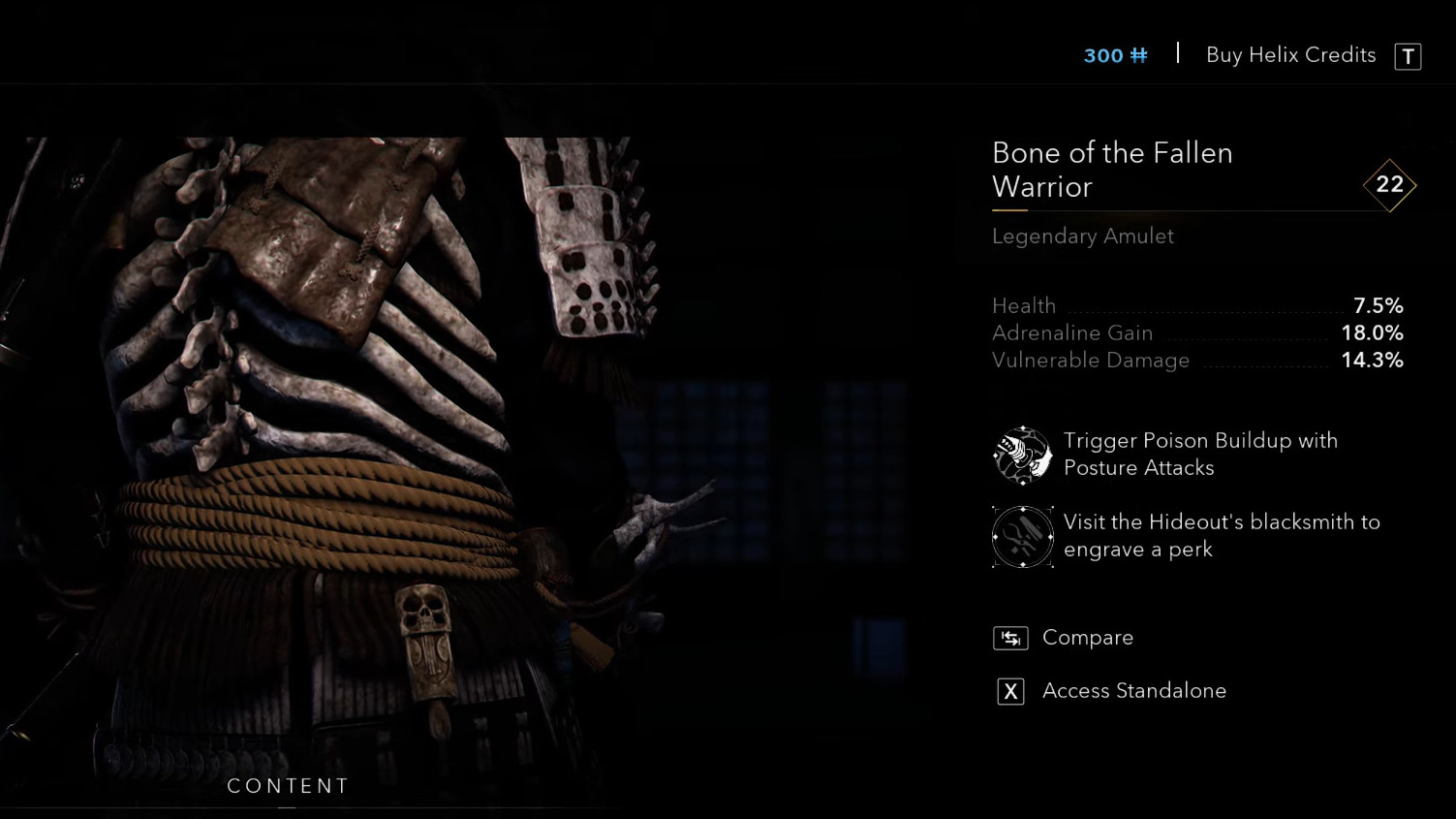The Bone of the Fallen Warrior Amulet (Image via Ubisoft and @laserbolt/YouTube)