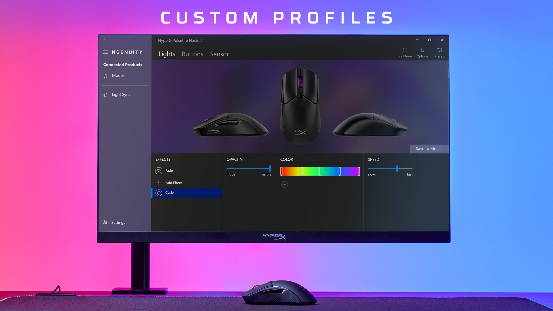 Mouse settings (Image via: HyperX, Microsoft Store)