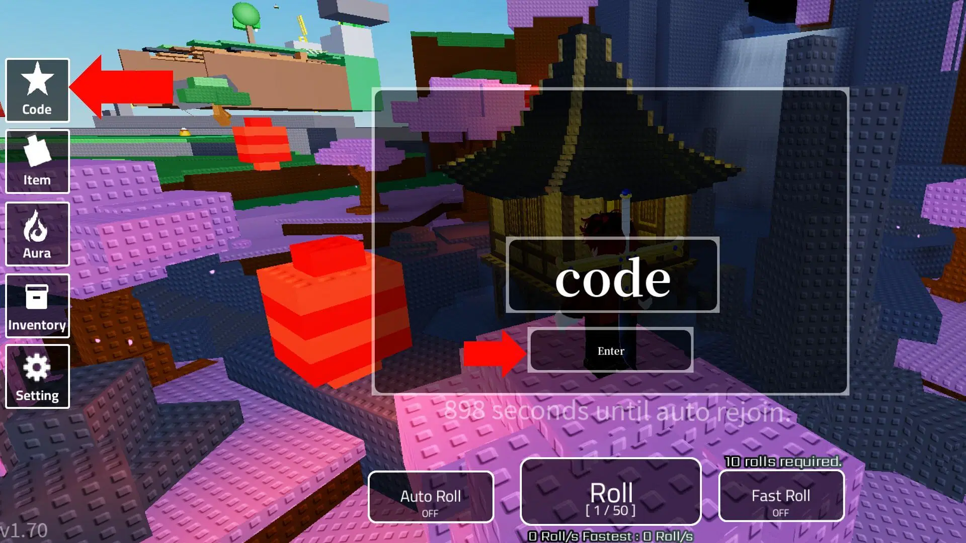 Enter the code here (Source: Roblox)
