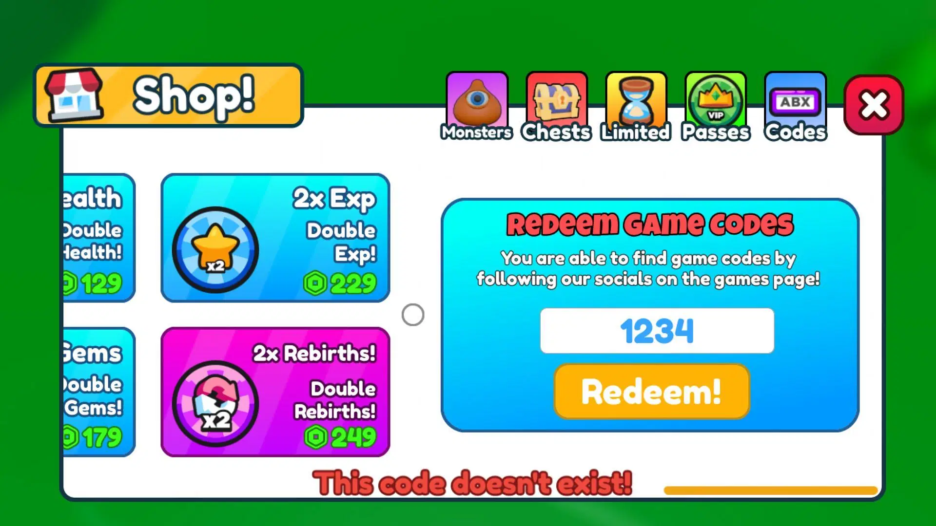Always double check your codes (Source: Roblox)