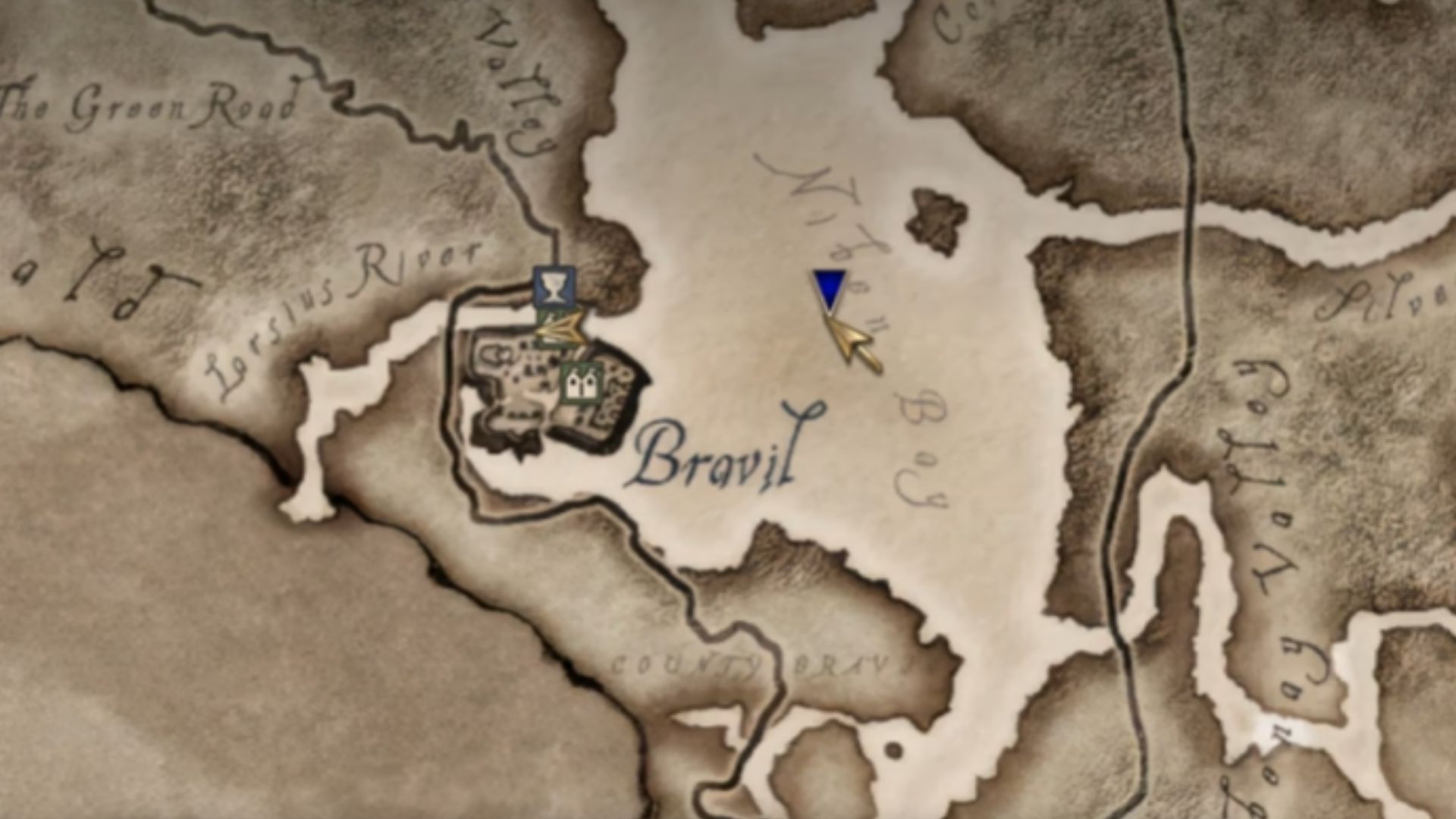 Head to the marker (Source: Bethesda Softworks, Crispyleeks on YouTube)