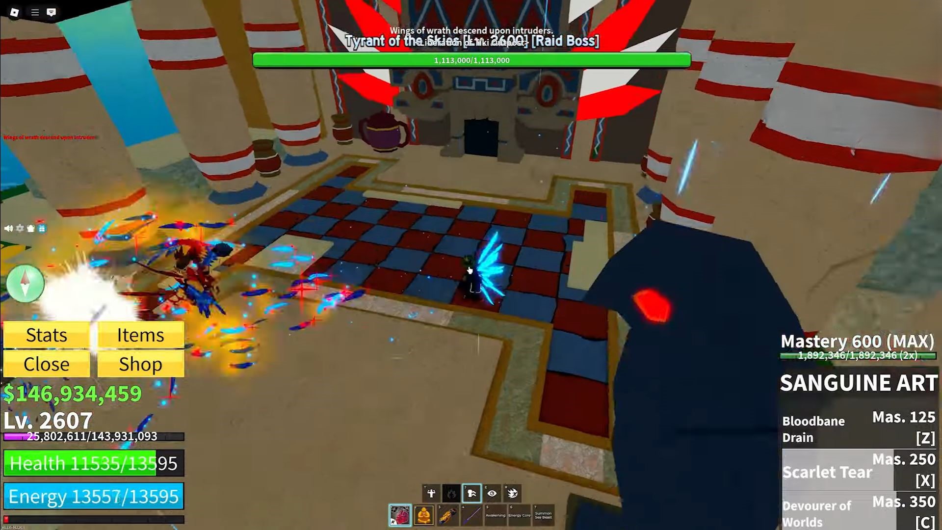 Boss fight area - Tyrant of the Skies (Image via Roblox)
