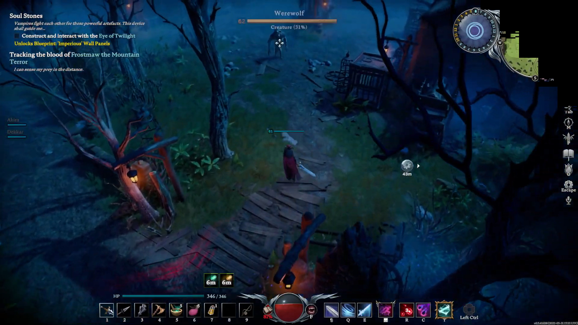 Fight the Werewolves in Gloomgrave Village (Image via Stunlock Studios and @wak4863/YouTube)