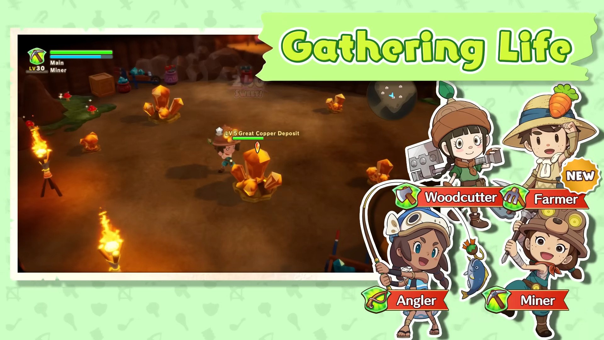 There are four Gathering lives in Fantasy Life i: The Girl Who Steals Time (Image via Level-5 and @NintendoAmerica/YouTube)