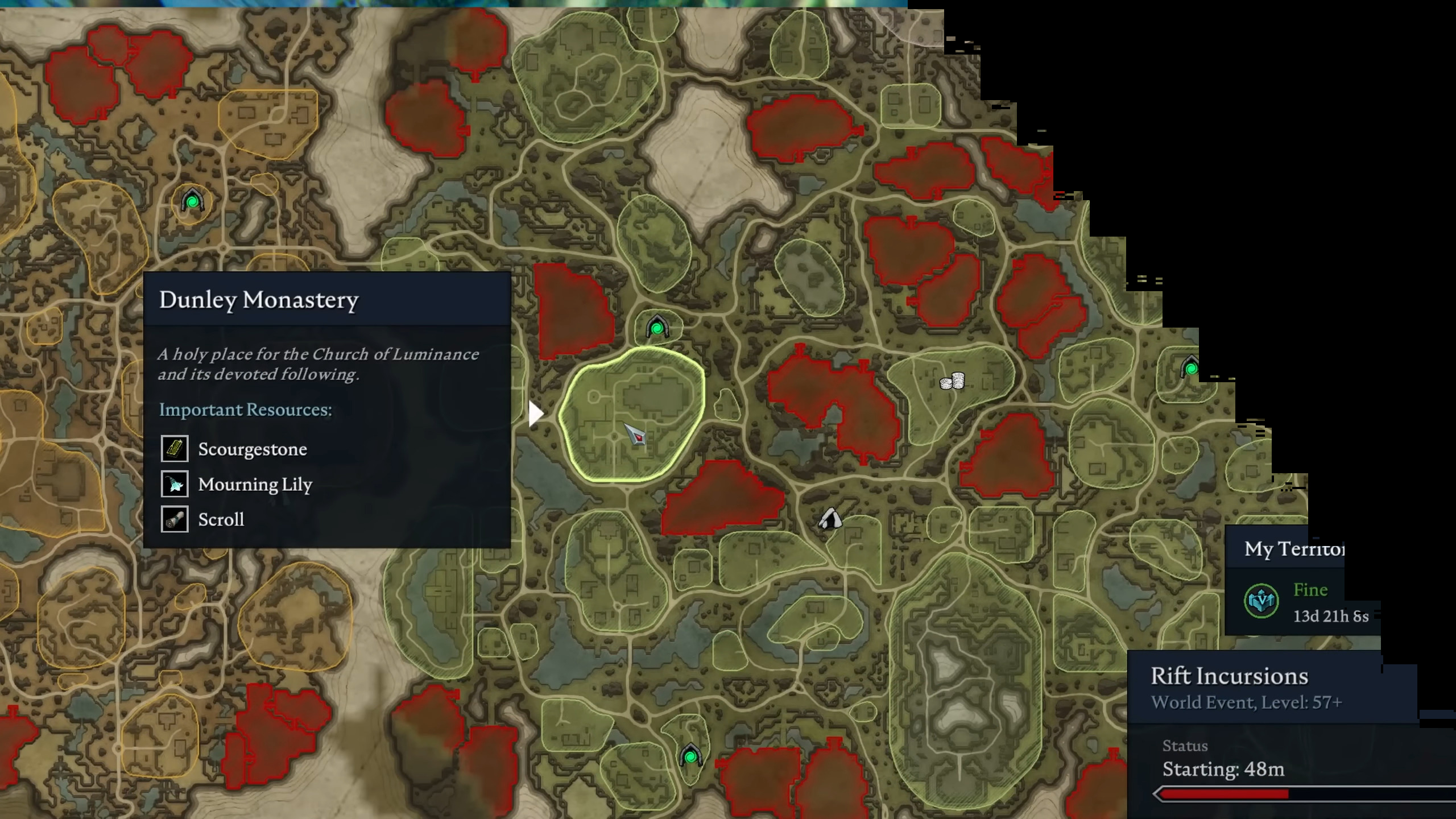 The Dunley Monastery also has what you need (Image via Stunlock Studios and @AimingForGaming/YouTube)