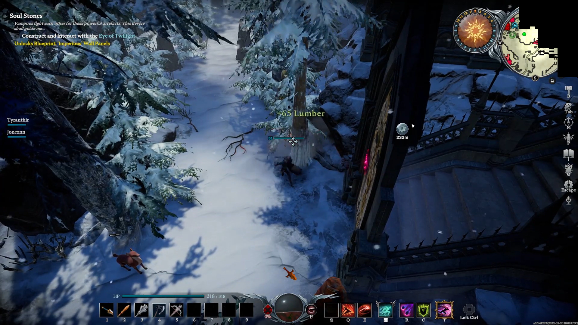 Just cut down any tree you see (Image via Stunlock Studios and @Rodwenn/YouTube)