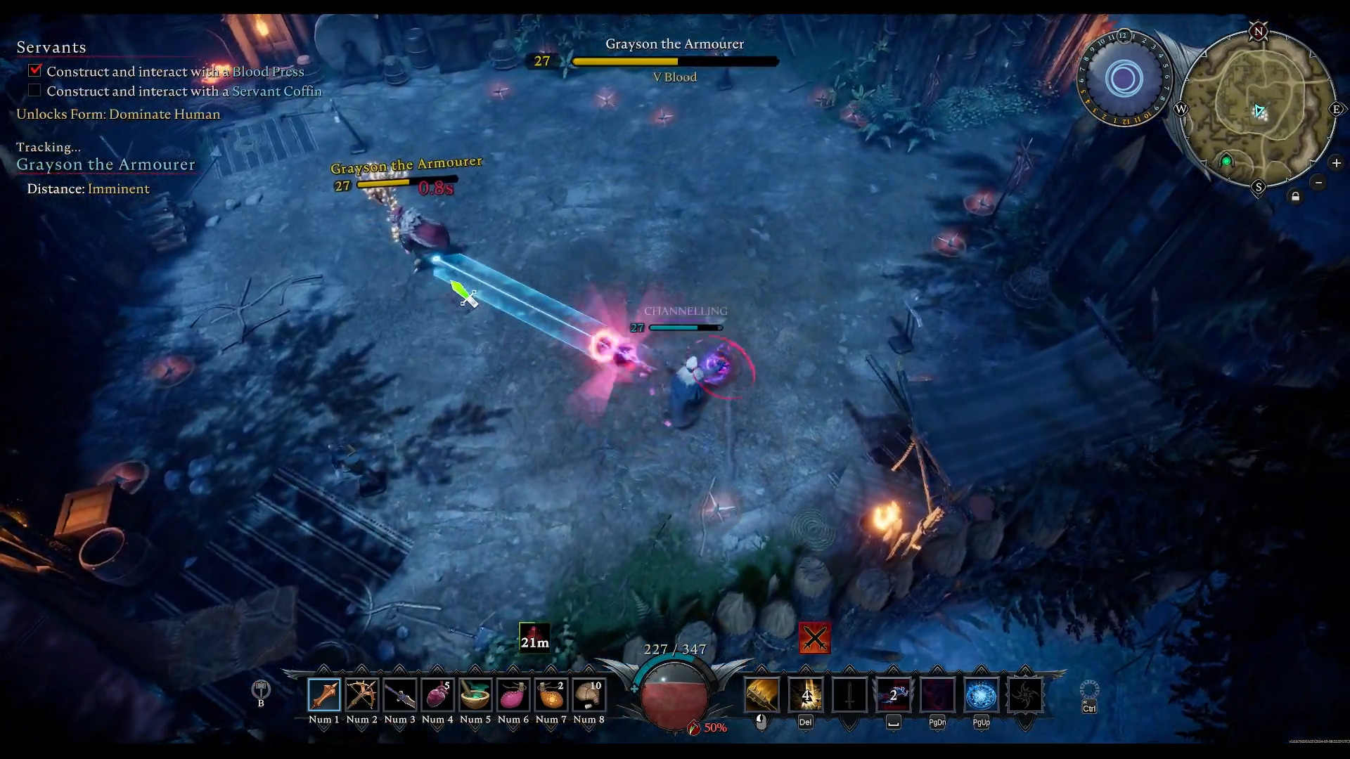 Defeat Grayson the Armorer (Image via Stunlock Studios and @ErebusGaming1/YouTube)