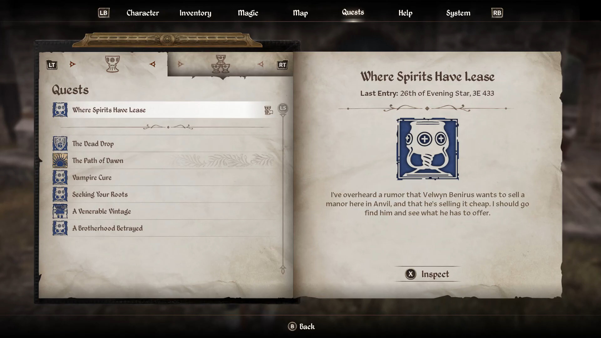 Finish the 'Where Spirits Have Lease' quest (Image via Bethesda Softworks and @QuickTipshow/YouTube)