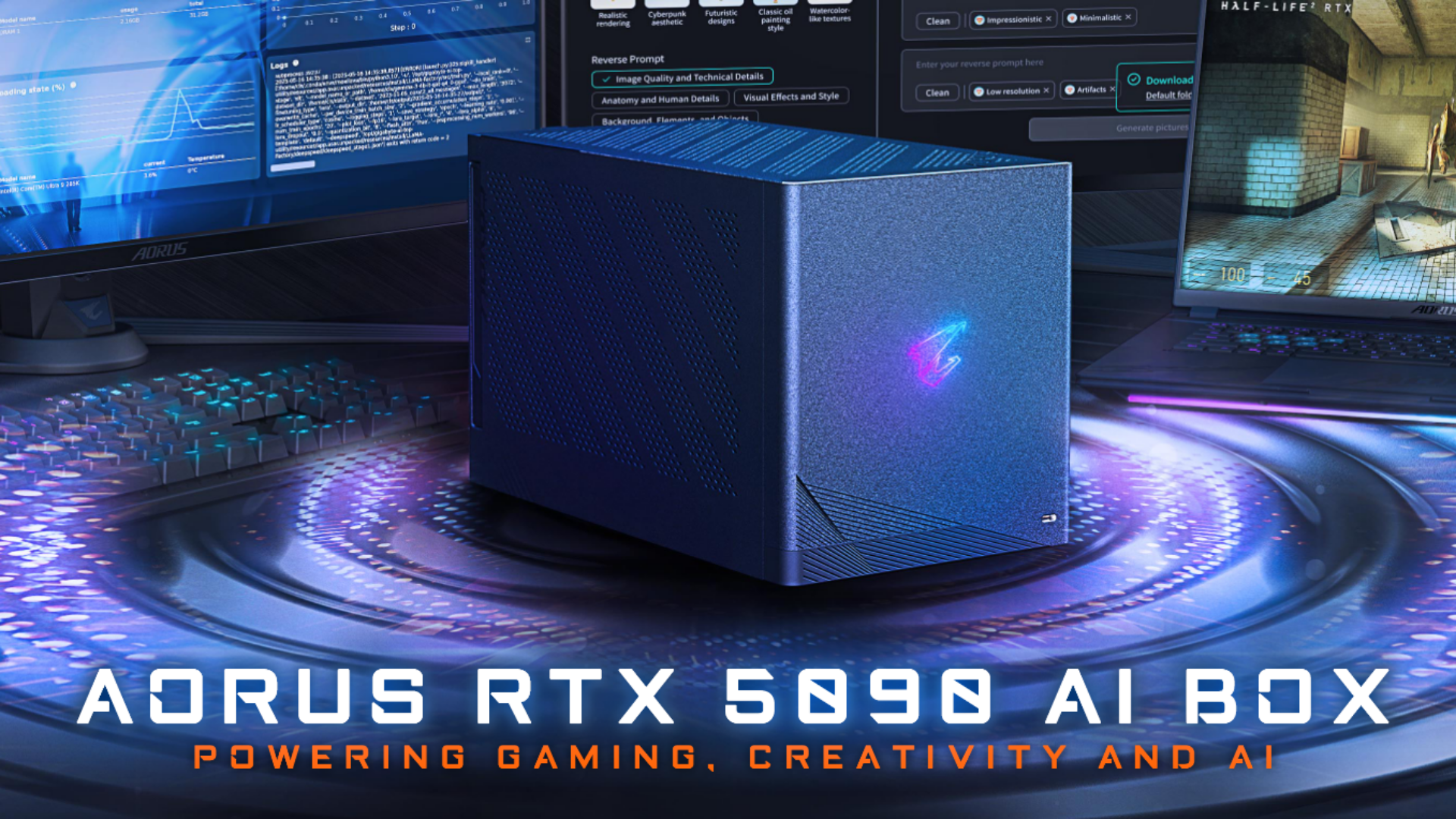Gigabyte’s new AORUS AI Box features Nvidia GeForce RTX 5090 powered by Blackwell architecture and Thunderbolt interface (Image via Gigabyte)