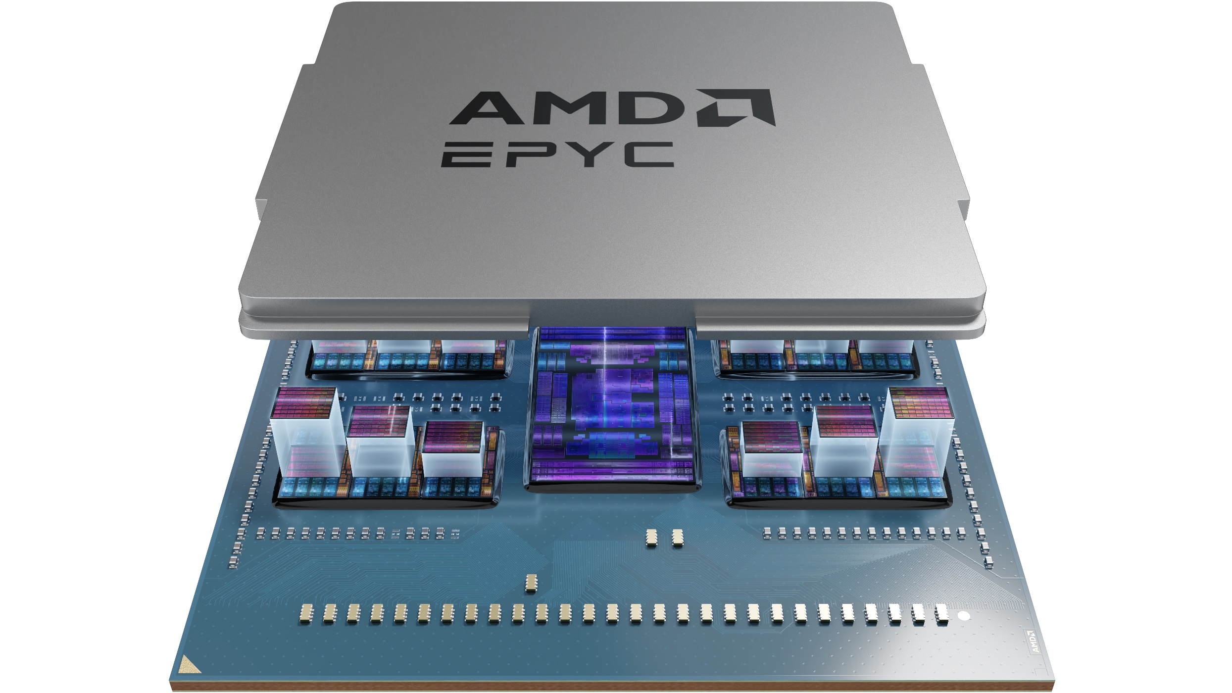 AMD's EPYC processor in a de-lid state (Image via AMD)