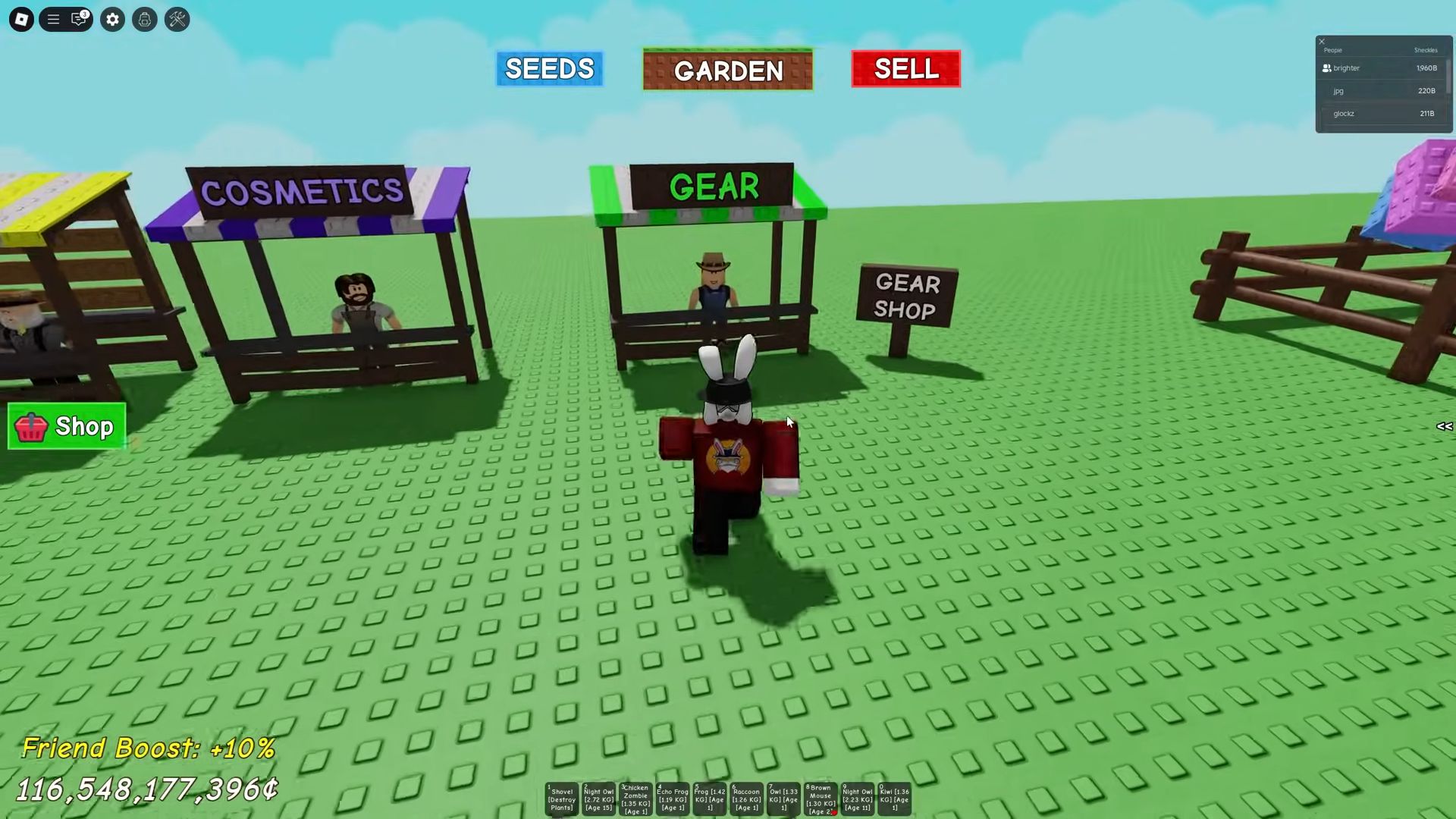 The Cosmetics Shop in Grow a Garden (Source: Roblox | CarbonMeisterPlays/YouTube)