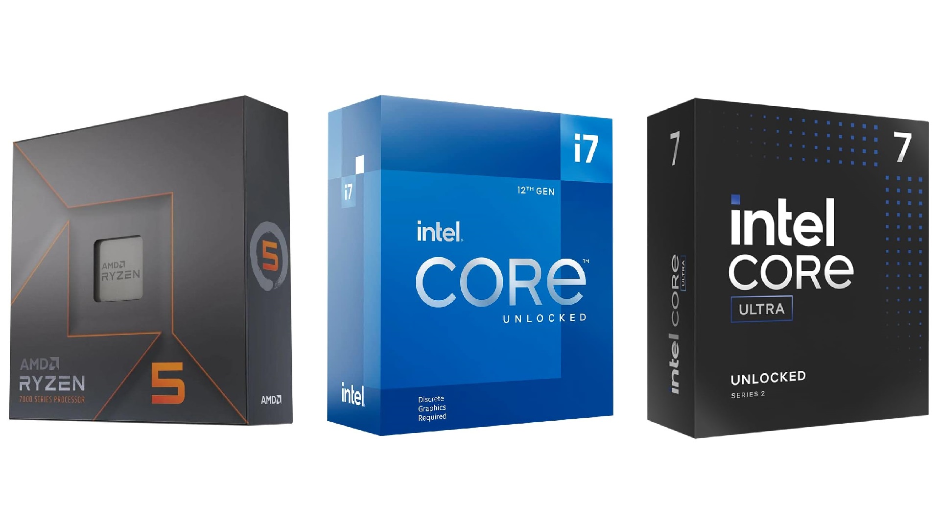 Picture of Intel and AMD CPU boxes