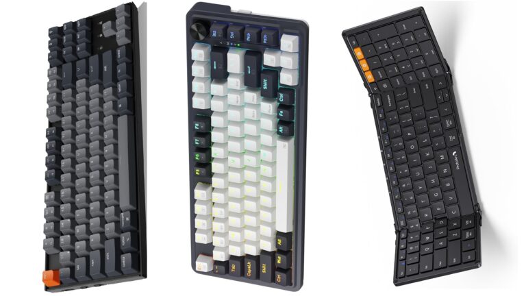 Picture of Keychron K8, Redragon K673 PRO, and ProtoArc XK01 Wireless Keyboard