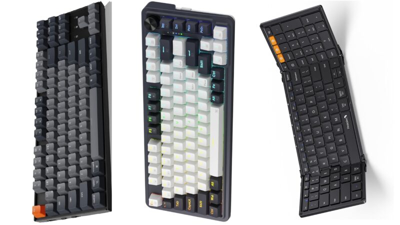 Picture of Keychron K8, Redragon K673 PRO, and ProtoArc XK01 Wireless Keyboard