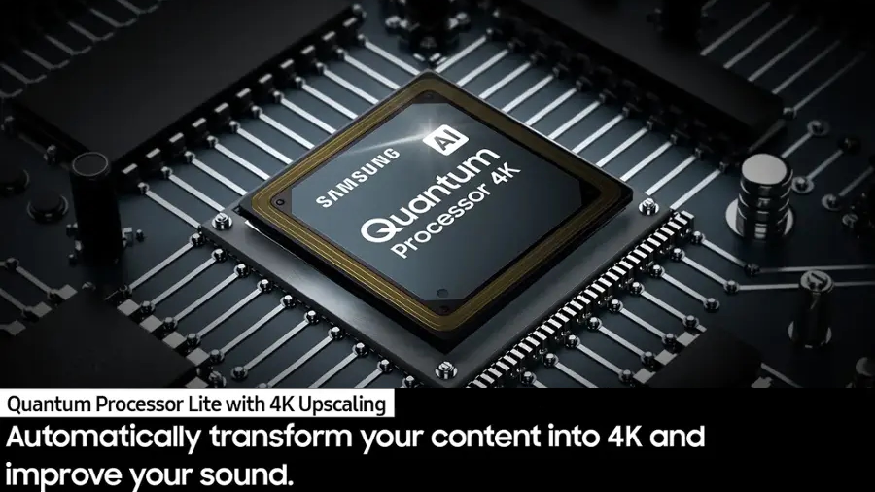 Picture describing how Samsung's Quantum 4K processor delivers amazing display and sound clarity