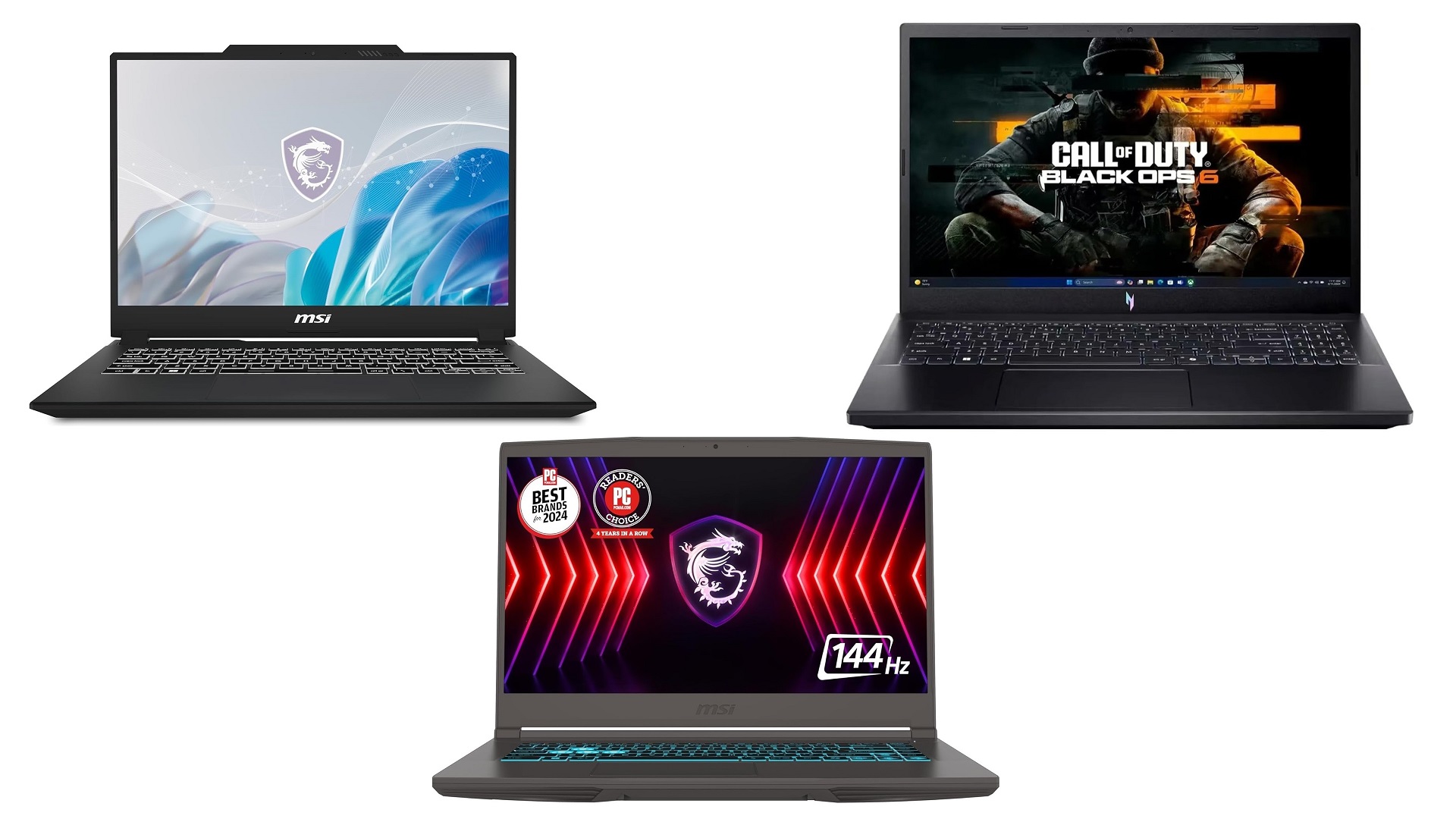 Picture of MSI Creator M14, MSI Thin 15, and Acer Nitro V