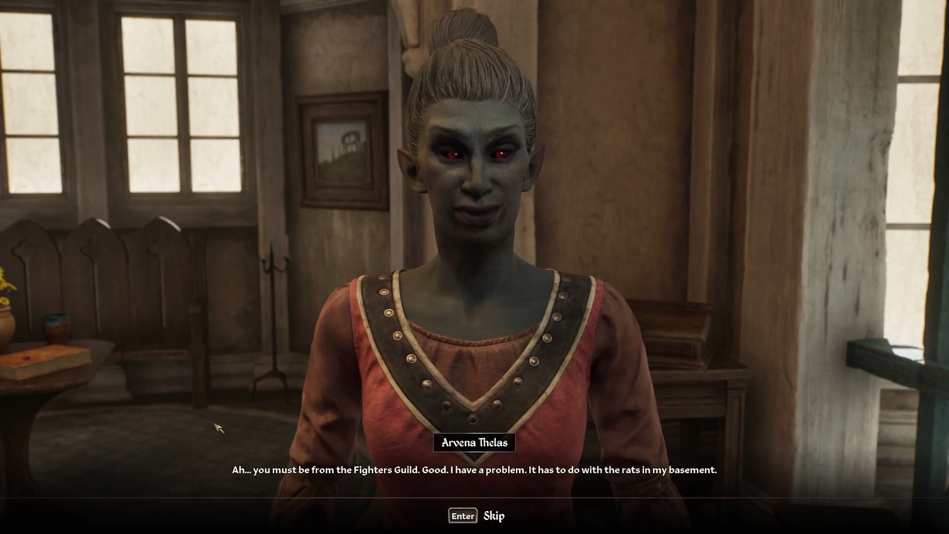 Arvena explains the details of the quest. (Image via Bethesda | ZaFrostPet /YouTube)