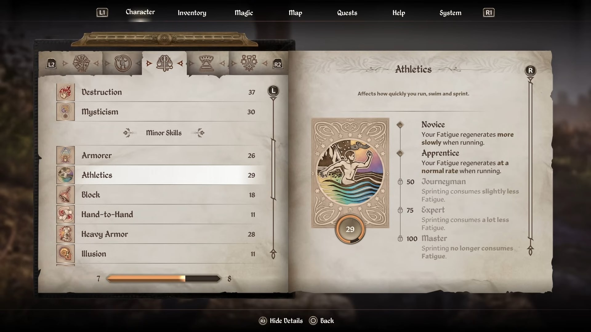 Upgrade Acrobatics in Oblivion Remastered ( Image via Bethesda | NorZZa/YouTube)