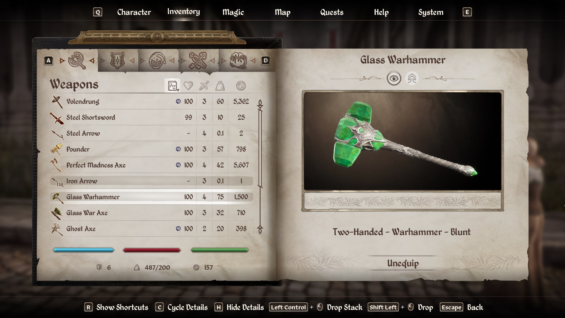 Glass Warhammer (Image via Bethesda)