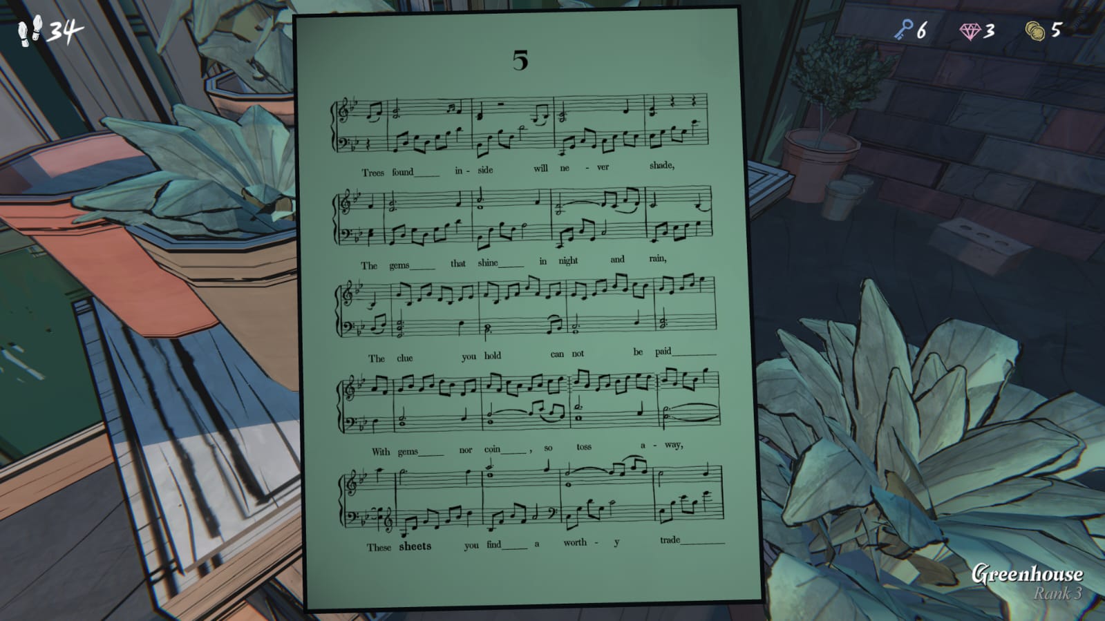 Music sheet # 5 highlighting the word SHEETS