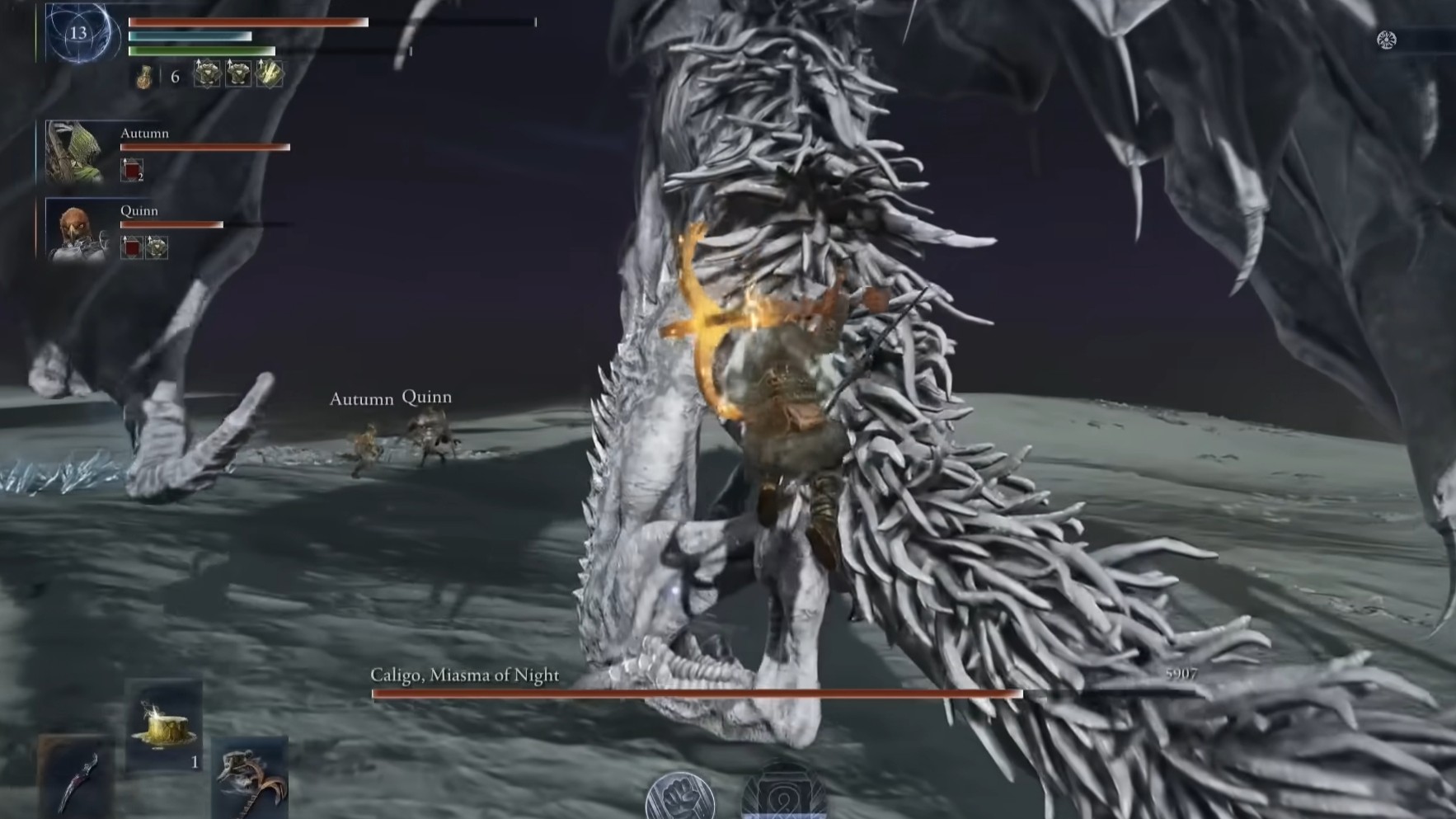 Stay behind Caligo in melee