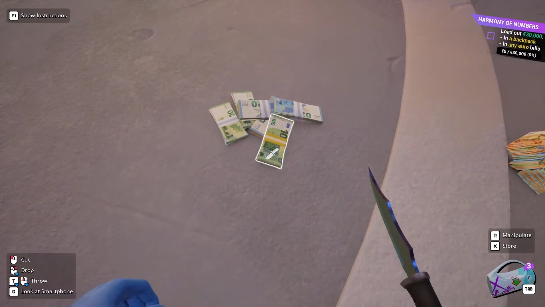 Use a knife to cut open bundled notes