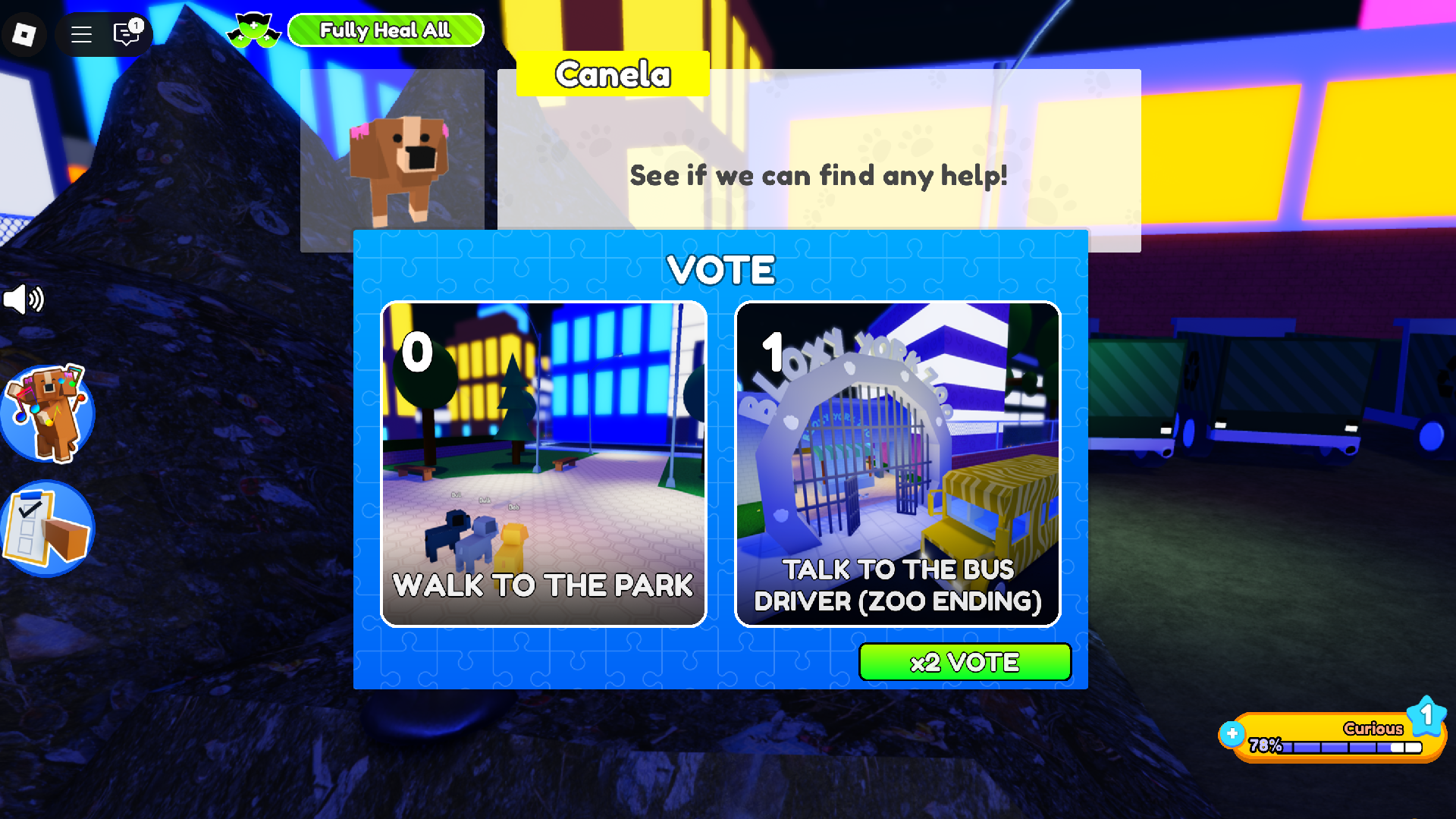 Roblox Pet Story Voting Screen