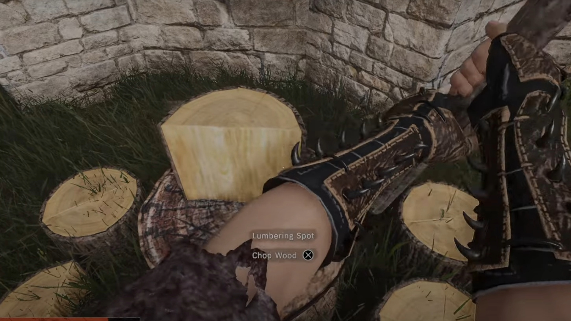 Chopping wood at blocks