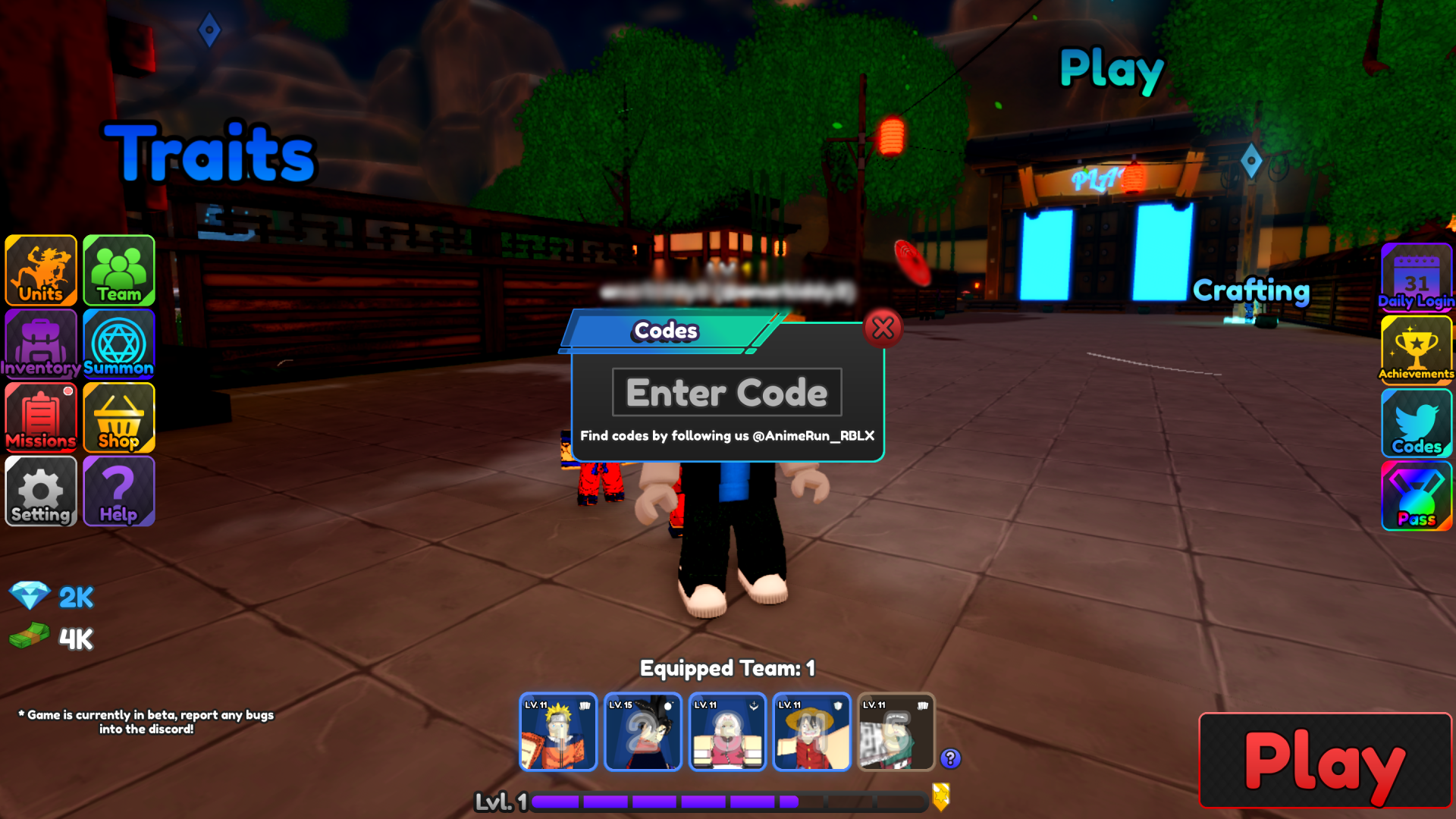 How to redeem codes in Anime Run Kingdom