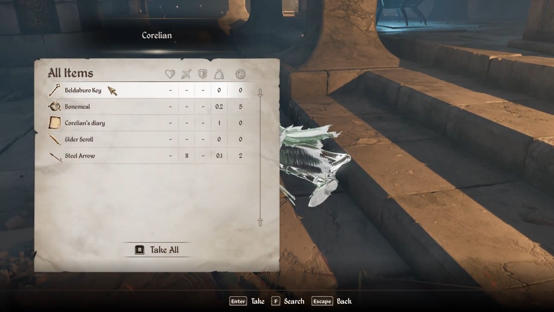 Loot Corelian for the Elder Scroll (Image via Bethesda)