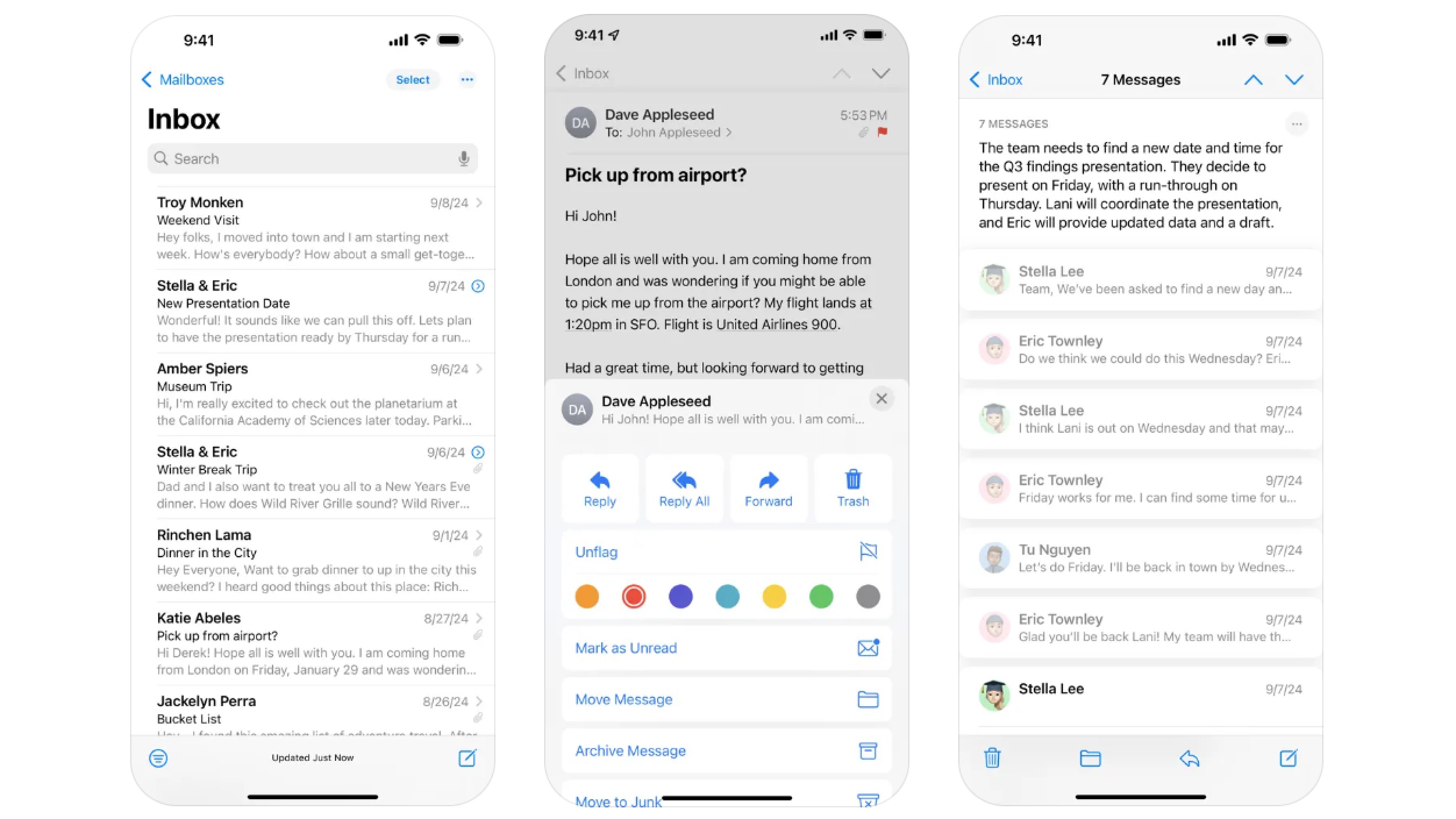 Picture of The default mail app in iOS