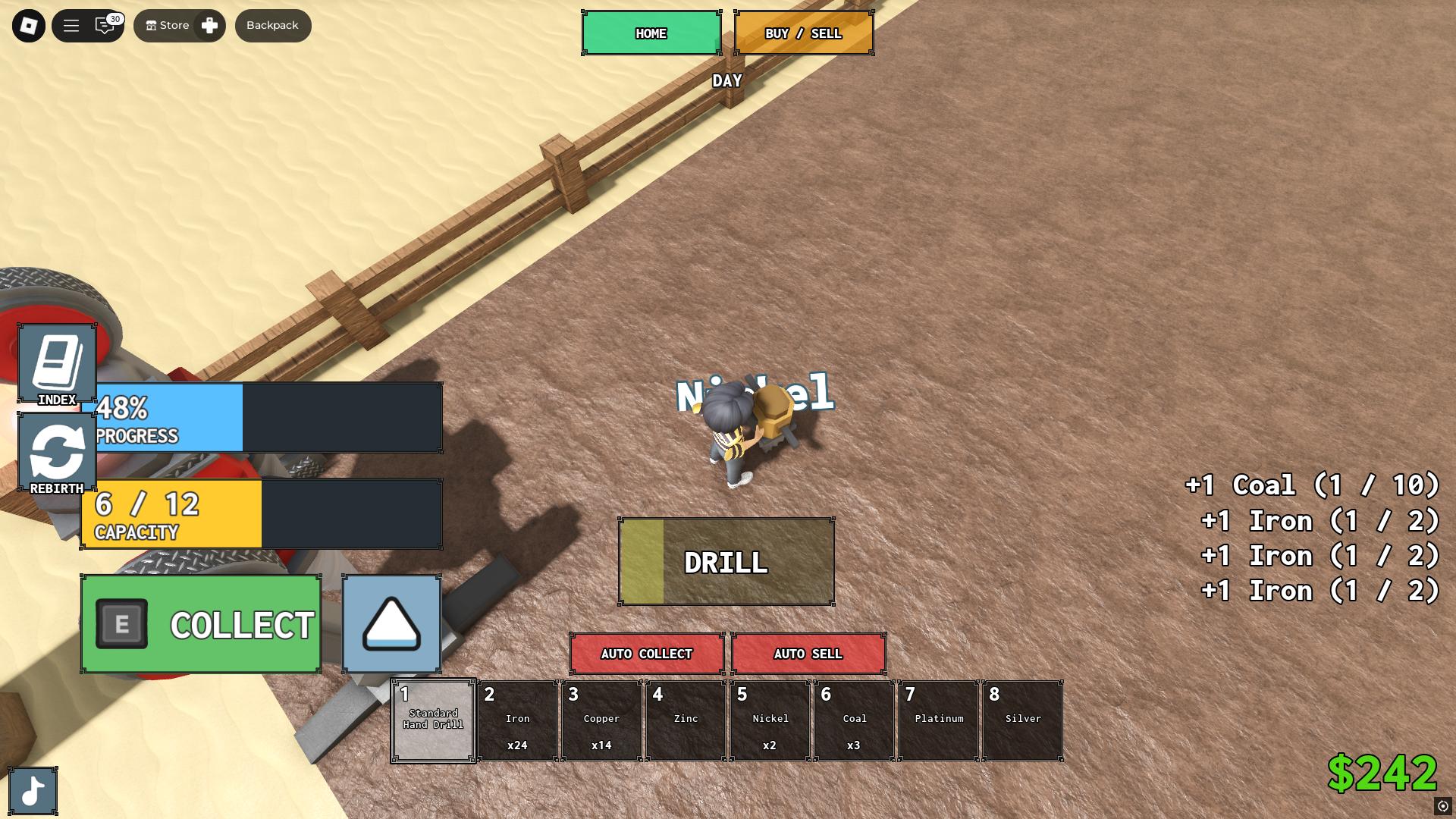 Rewards in Untitled Drill Game (Image via Roblox)