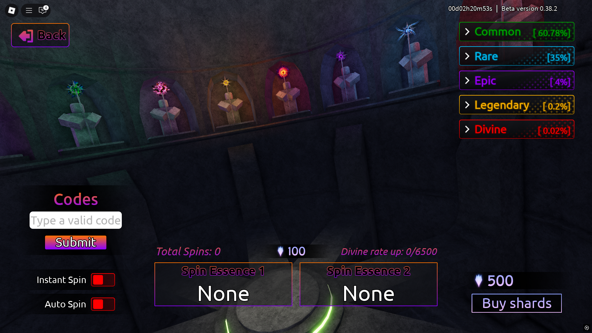 Redeeming codes in Divine Duality Elemental (Image via Roblox Corporation)