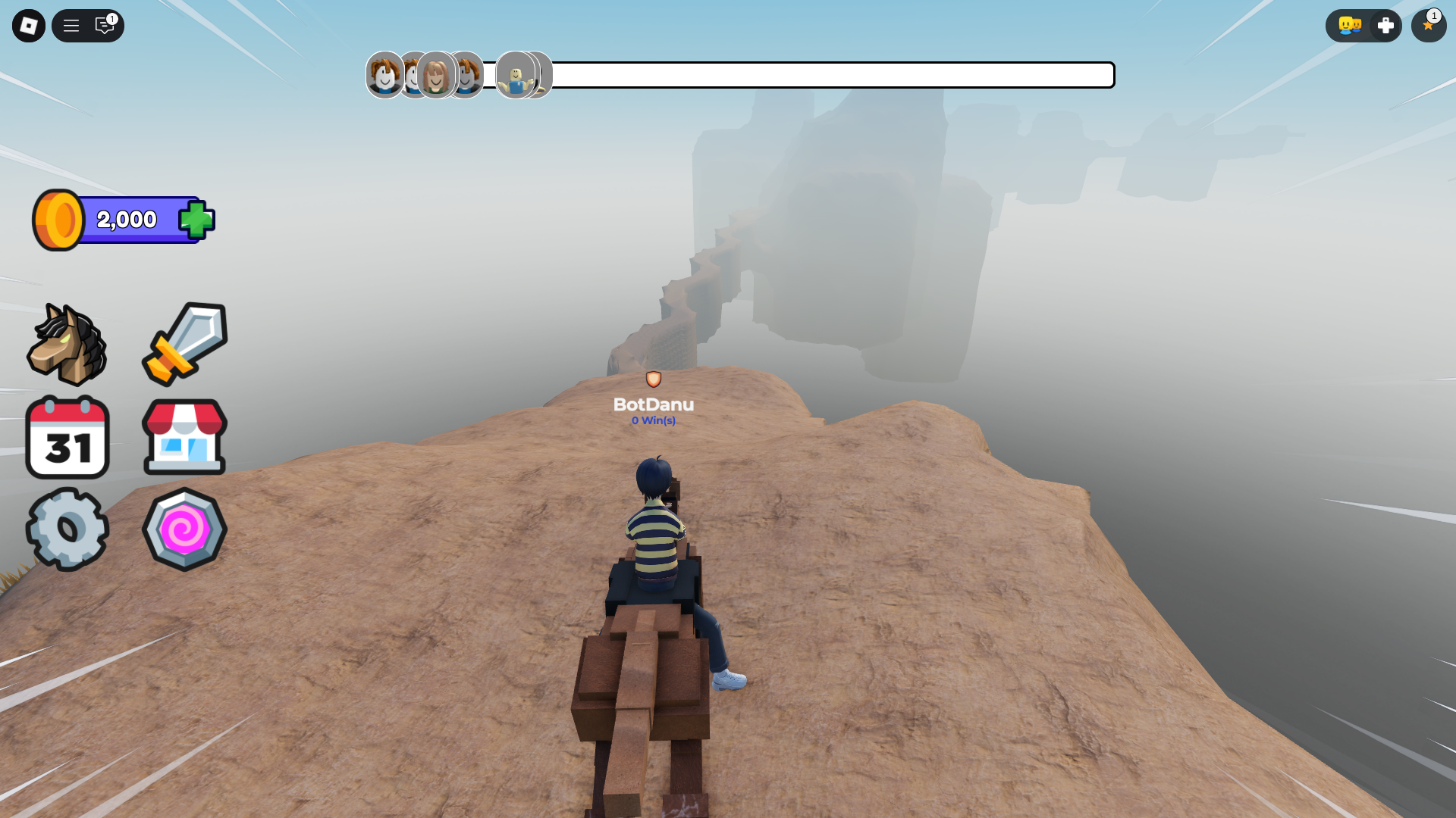 Narrow bridge in Dangerous Horse Riding (Image via Roblox)