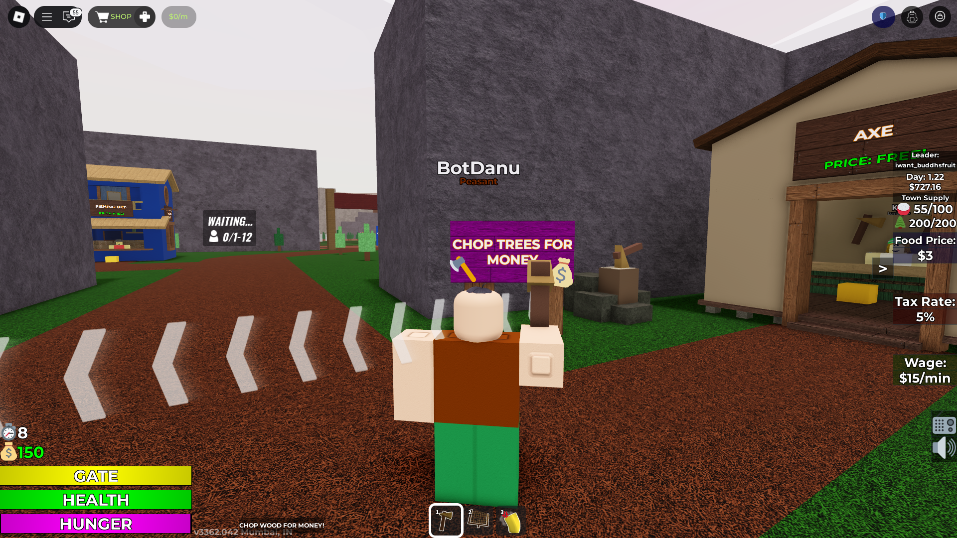 Cutting Trees in Generic Roleplay Gaem (Image via Roblox)