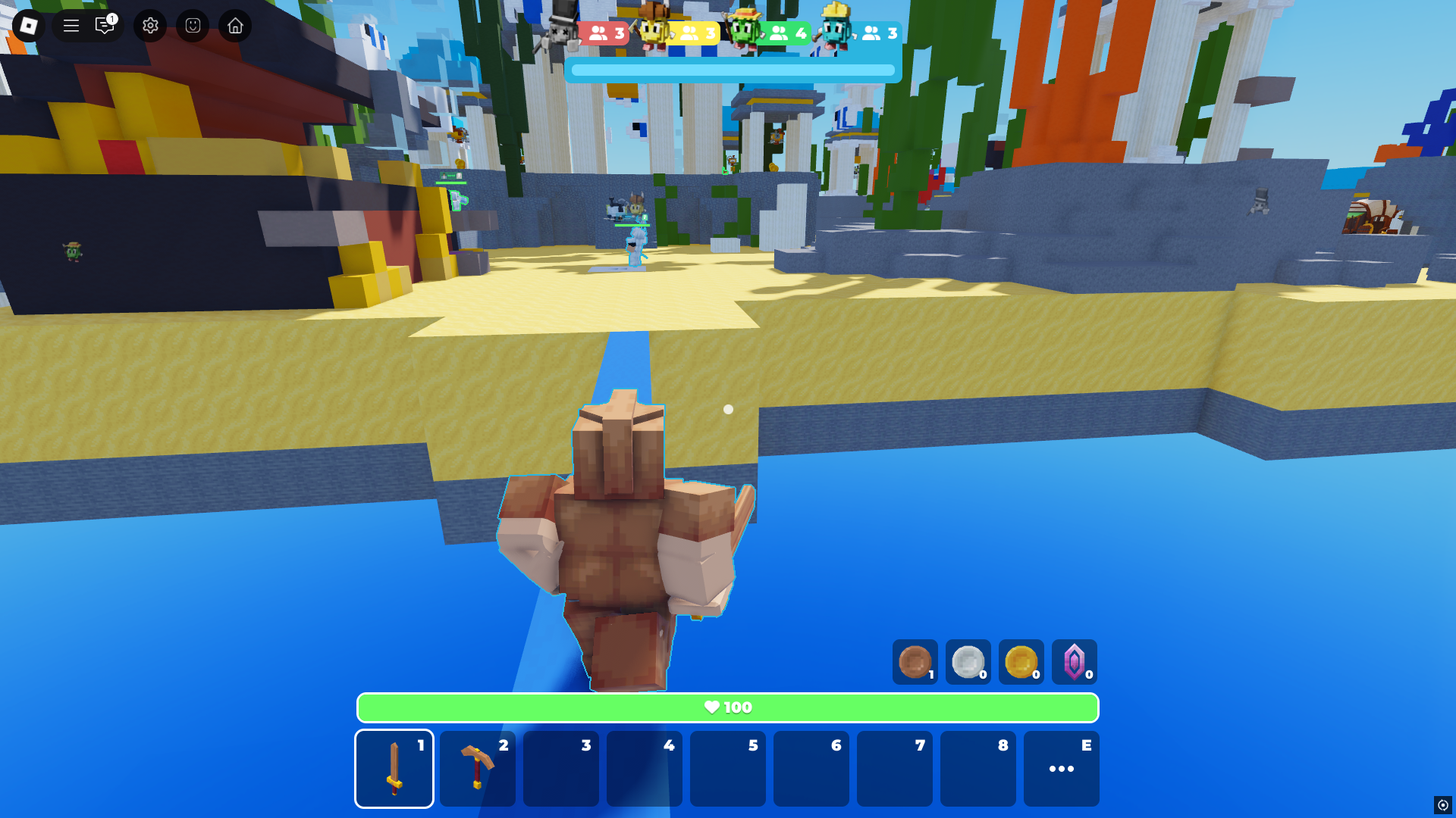 Build a mid in SkyWars (Image via Roblox Corporation)