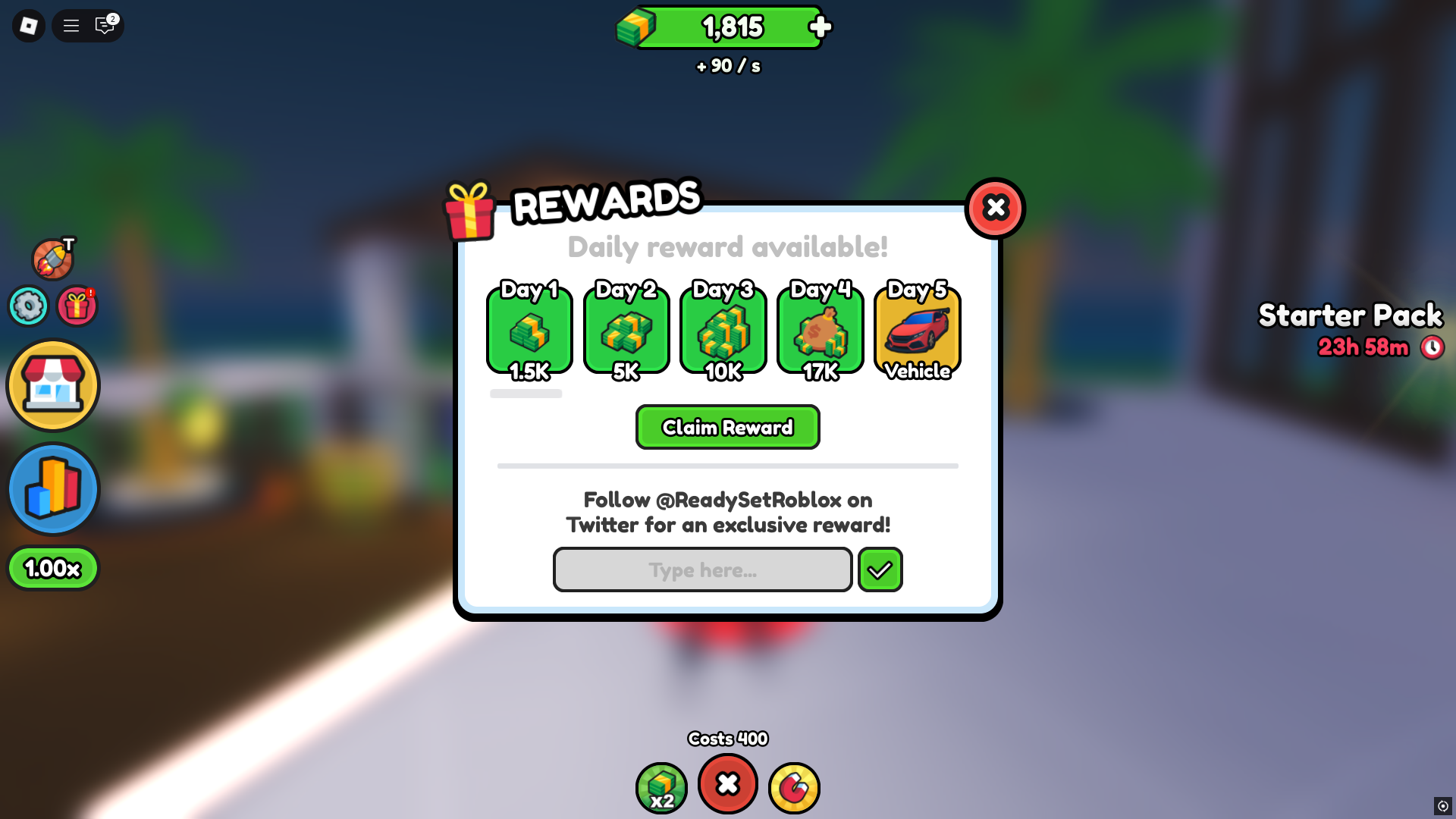 Rewards in Resort Tycoon 2 (Image via Roblox)