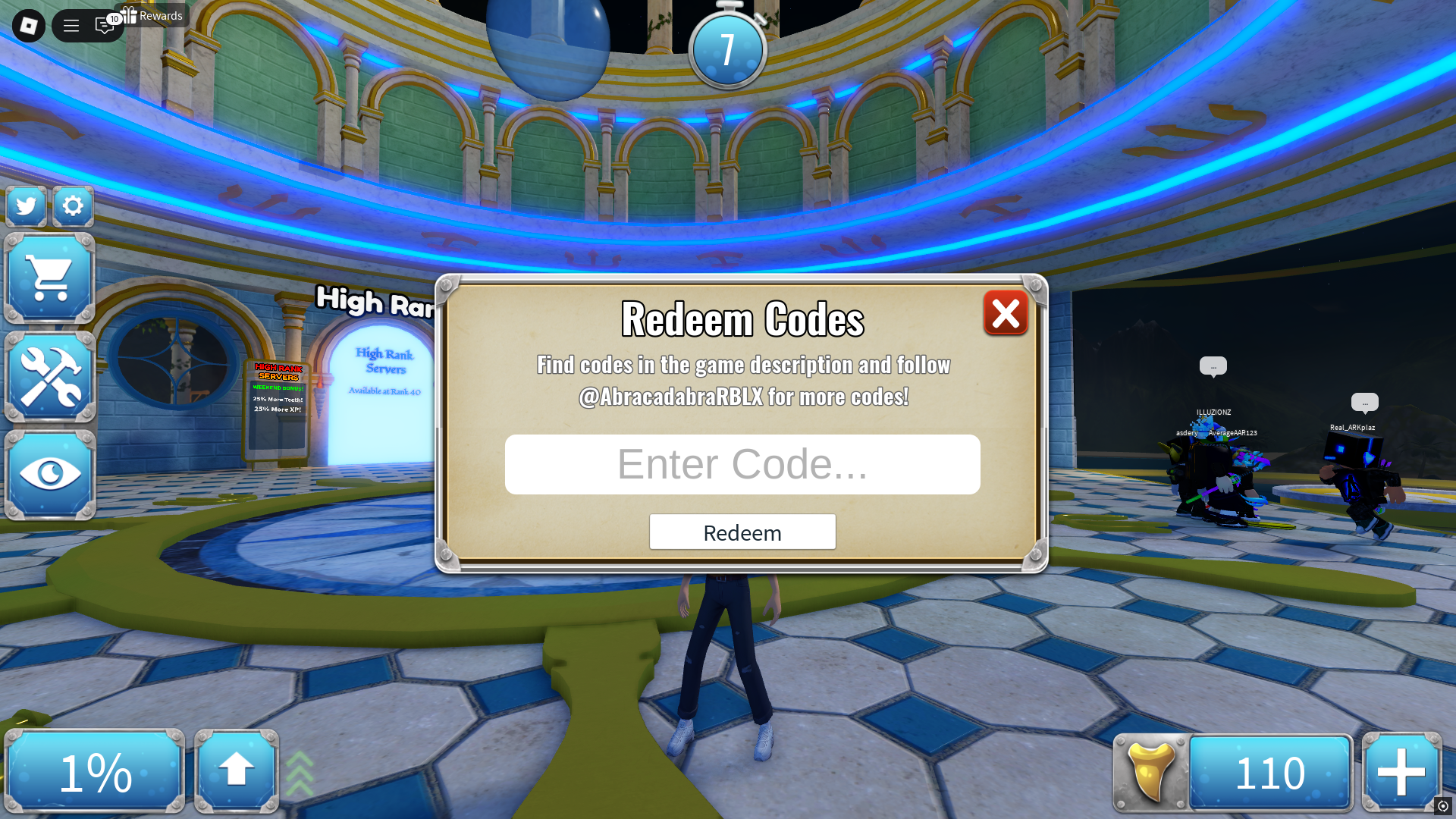 Redeeming codes in SharkBite 2 (Image via Roblox)