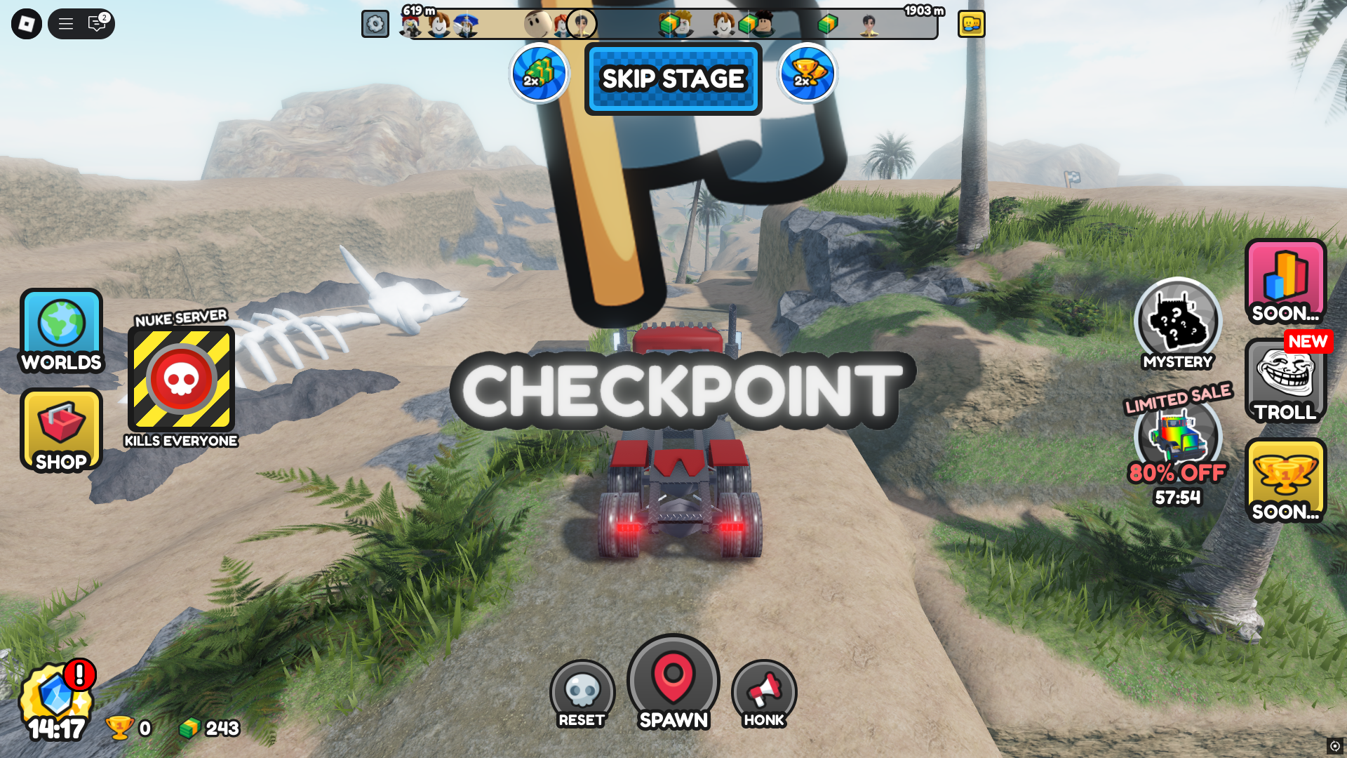 Checkpoint to respawn (Image via Roblox)
