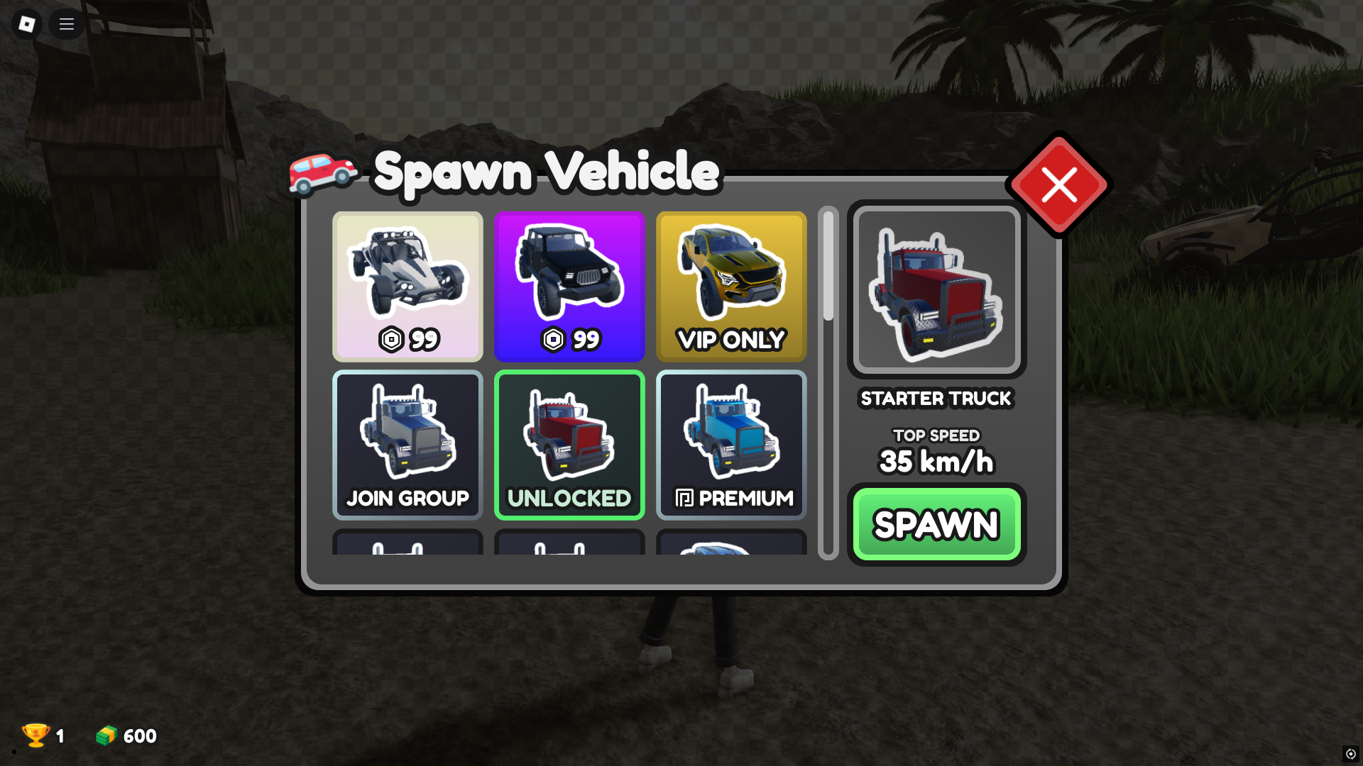Spawn Vehicle (Image via Roblox)