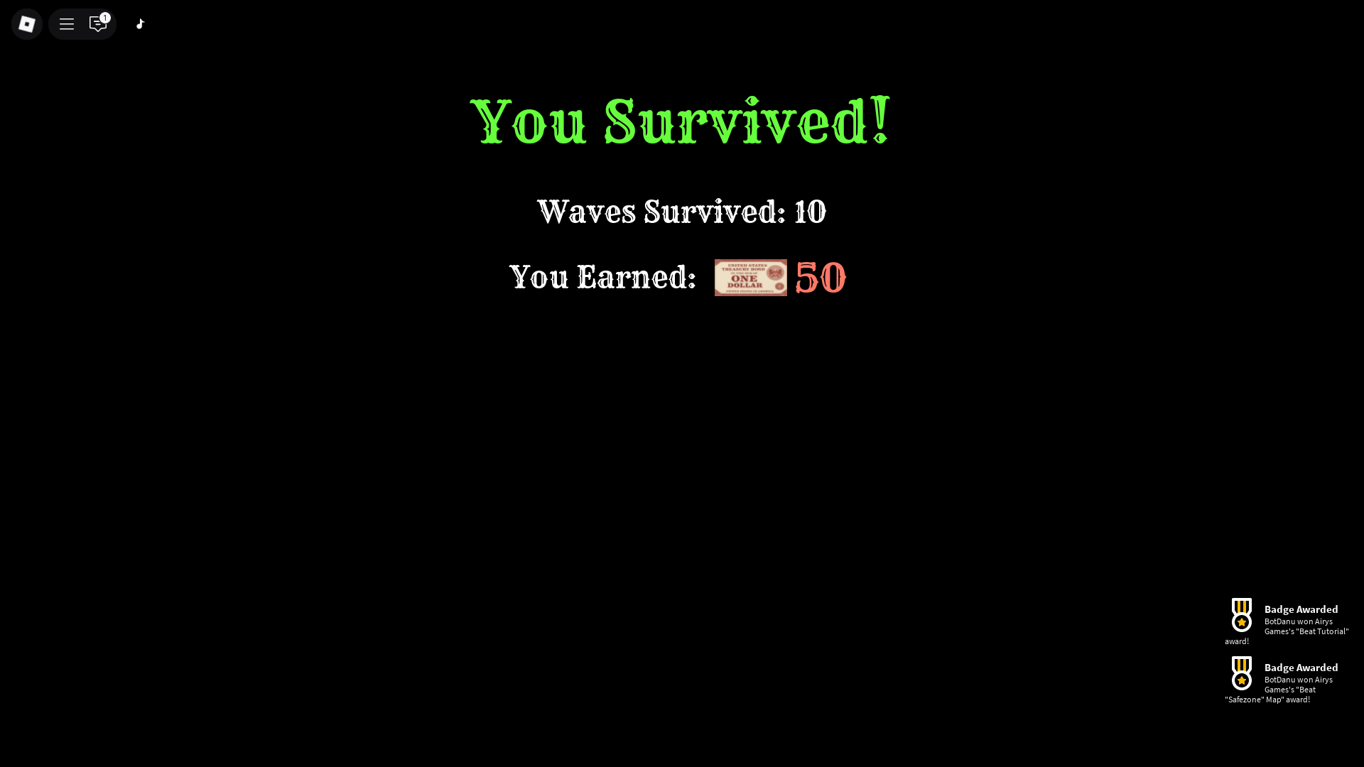 Surviving 10 waves (Image via Roblox)