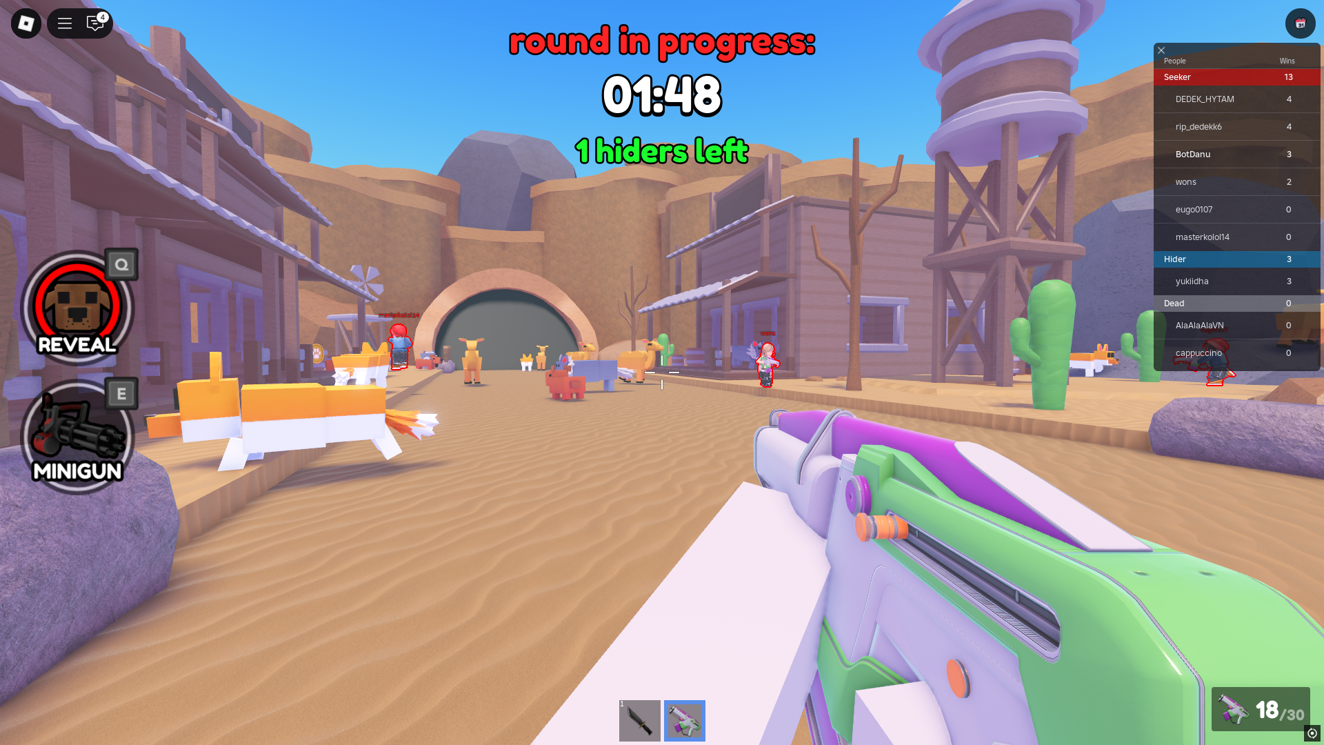 Shooting down hiders (Image via Roblox)