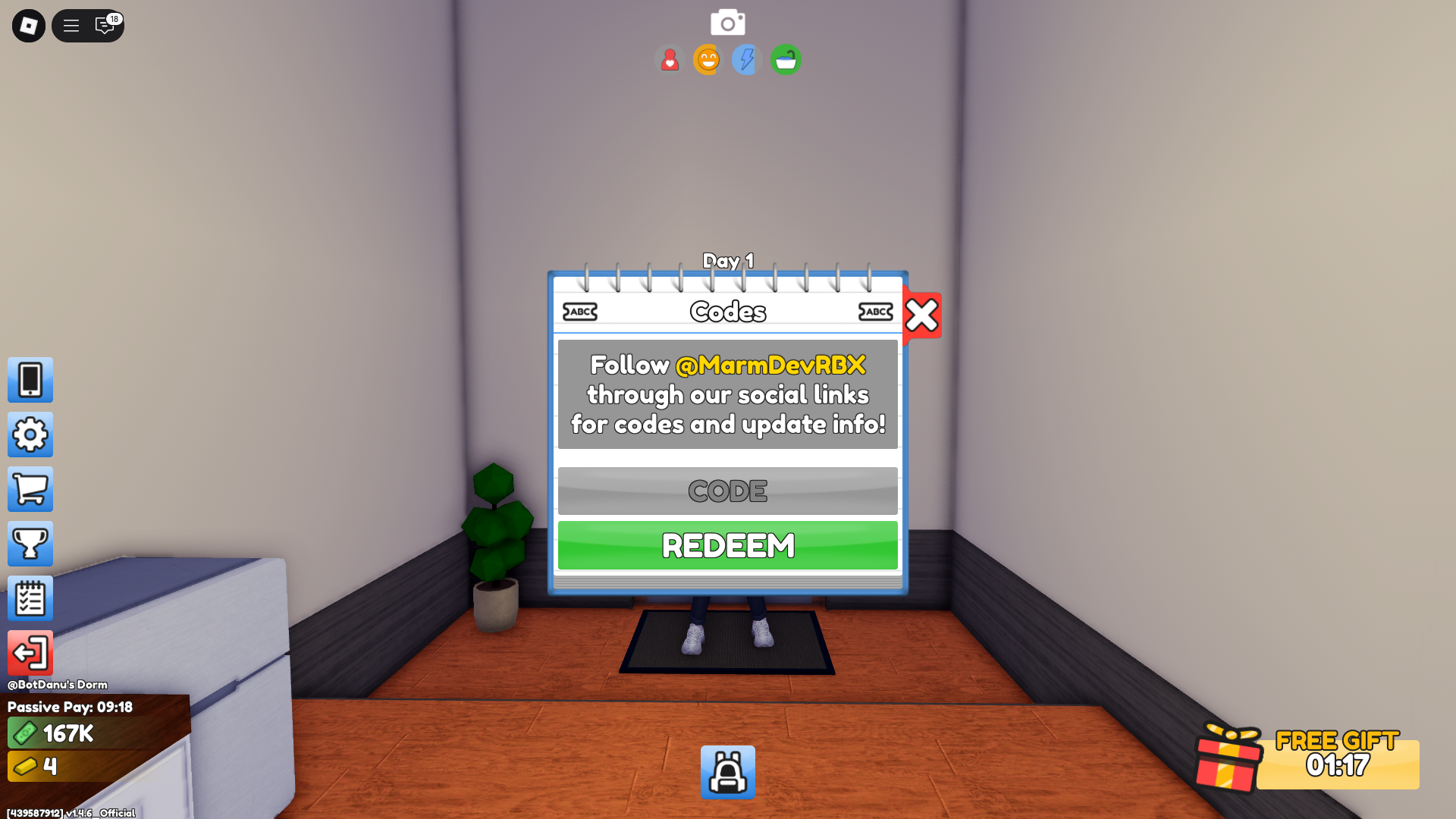 Redeeming codes in My Anime Life (Image via Roblox)