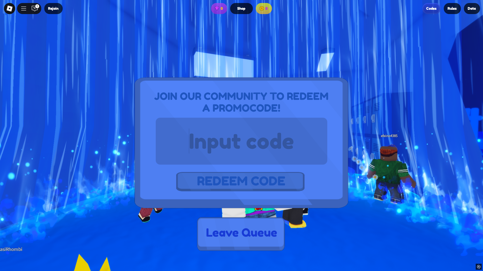Redeeming codes in Battle for Dream Island Again (Image via Roblox)