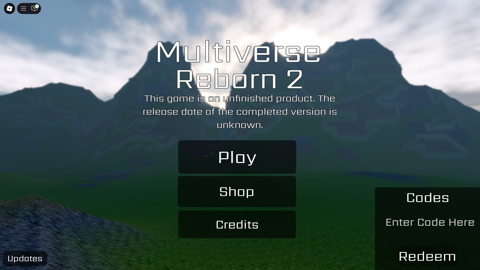 Redeeming codes in Multiverse Reborn 2 (Image via Roblox Corporation)